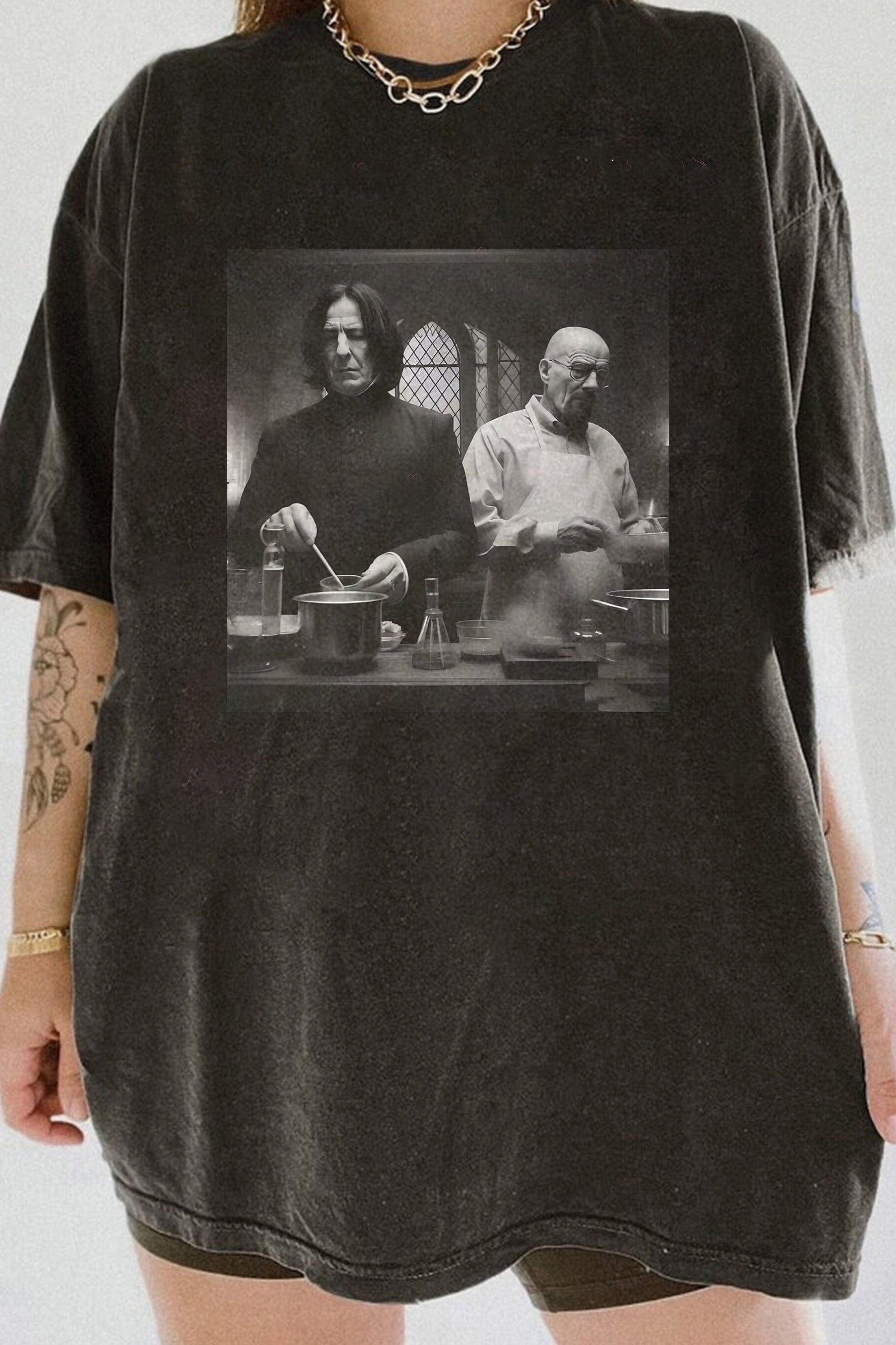 New T-Shirt Severus Snape Merch, Shirt Severus Snape And Walter White In Lab For Women