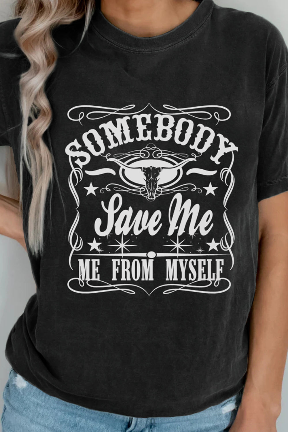New T-Shirt Somebody Save Merch, Shirt Somebody Save Me From Myself For Women