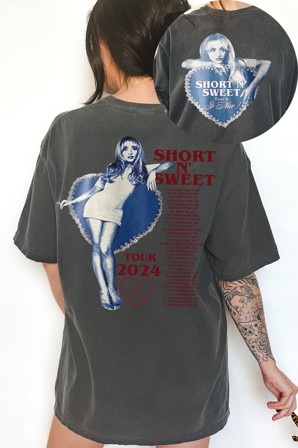 New T-Shirt Sabrina Carpenter Merch, Shirt Sabrina Carpenter Short N’ Sweet Tour For Women