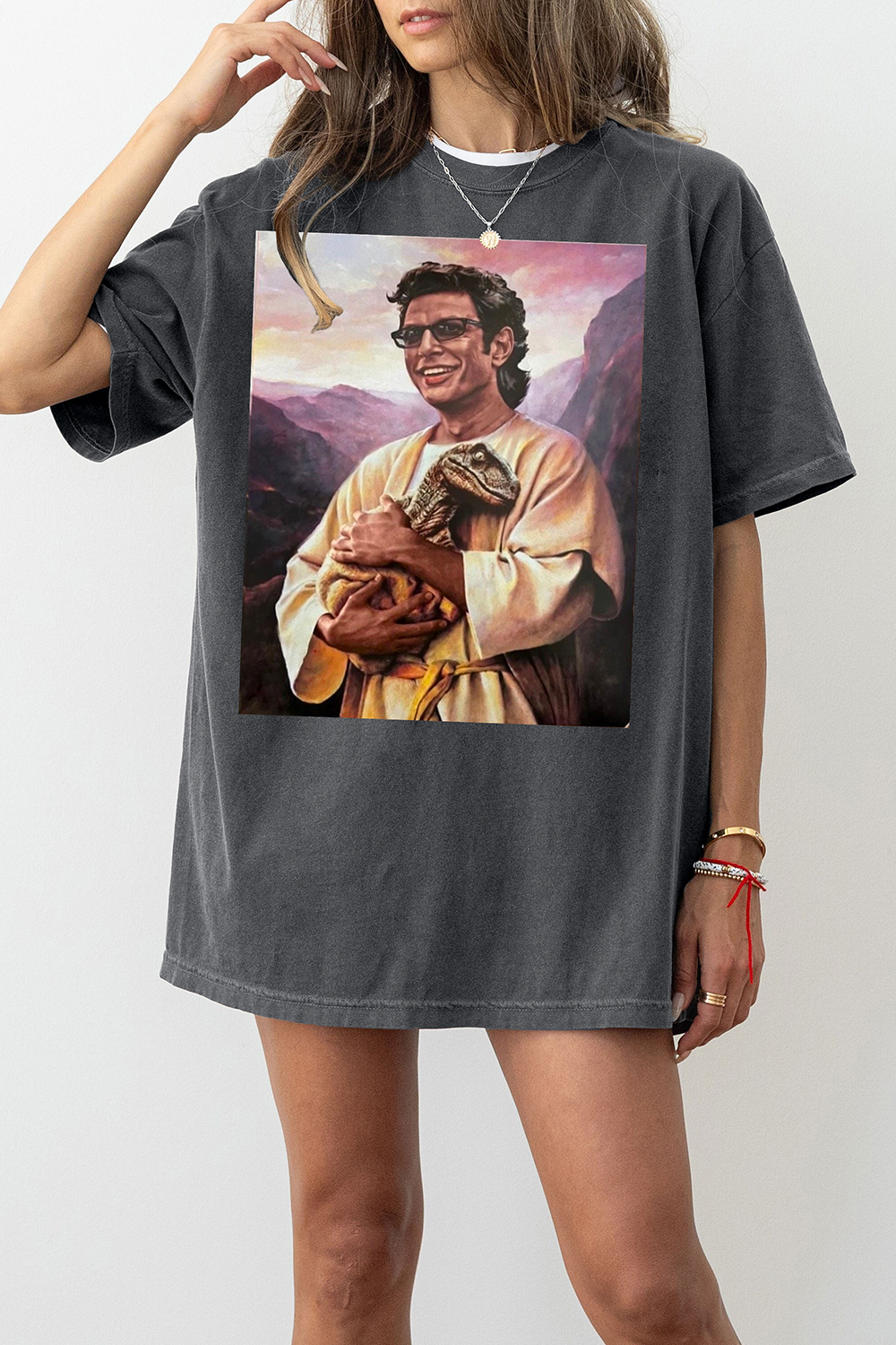 New T-Shirt Saint Jeff Merch, Shirt Saint Jeff Goldblum Jurassic Park Dinosaur For Women