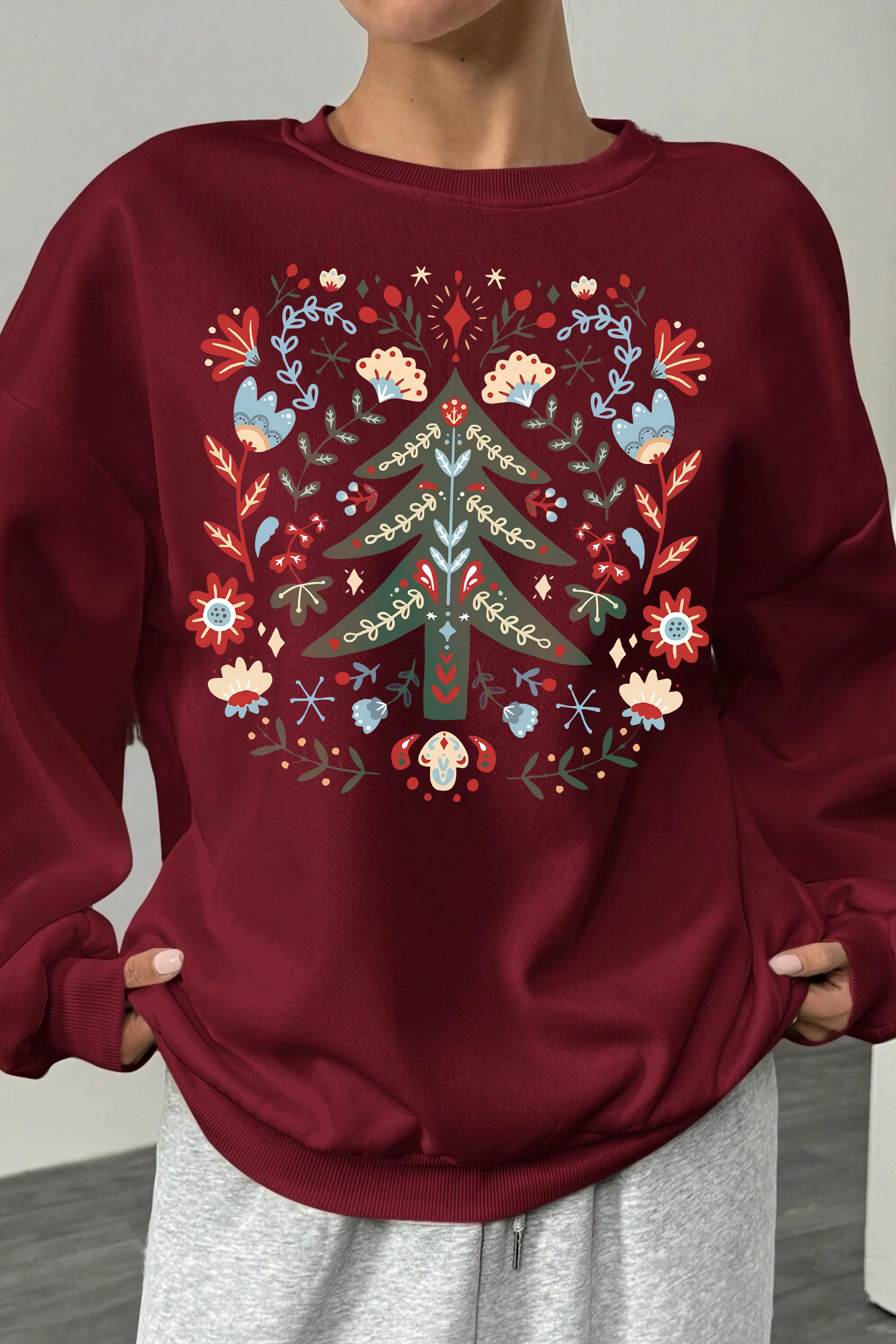 New Scandinavian Christmas Fleece Sweatshirt For Women