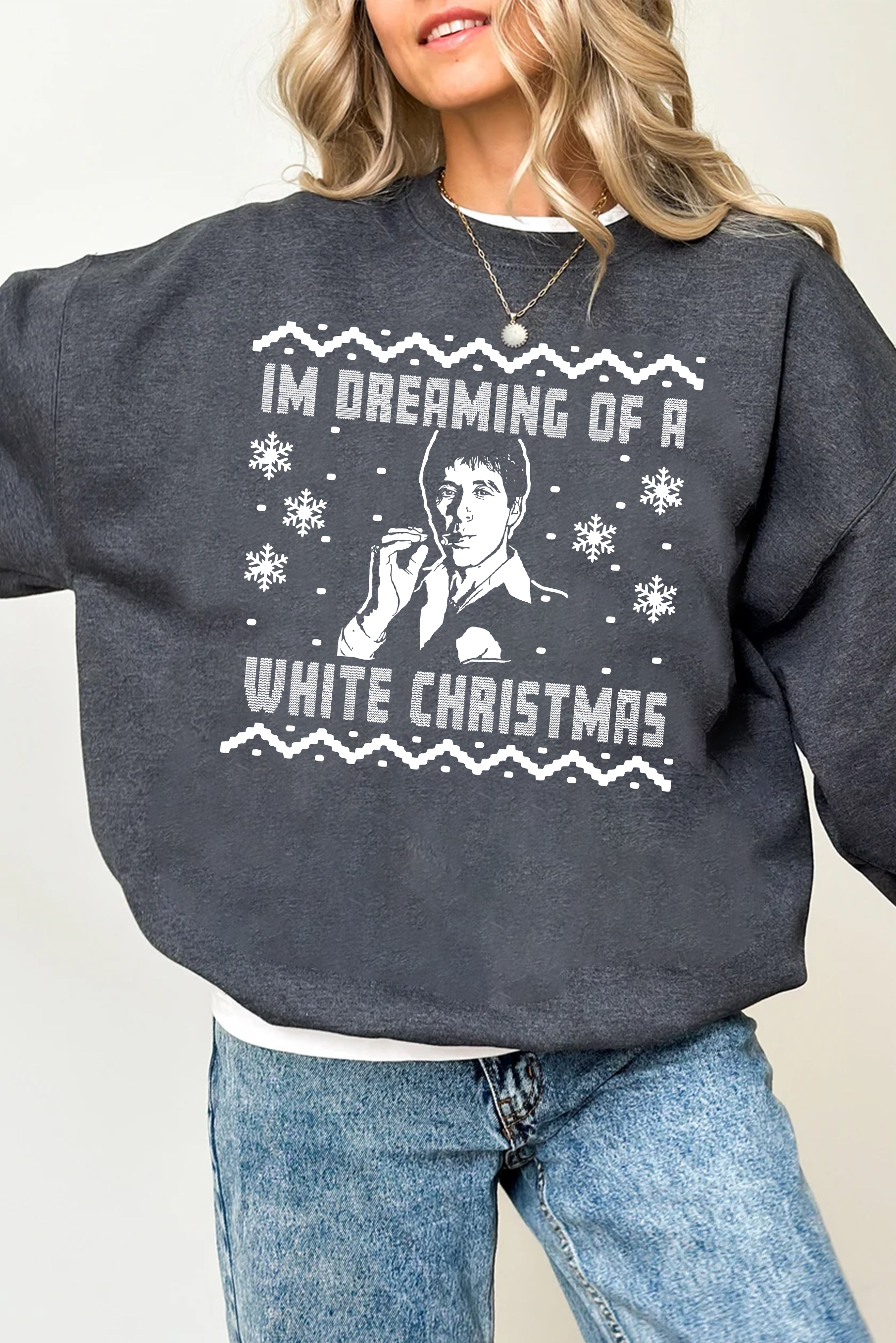New Scarface White Xmas Ugly Fleece Sweatshirt For Women