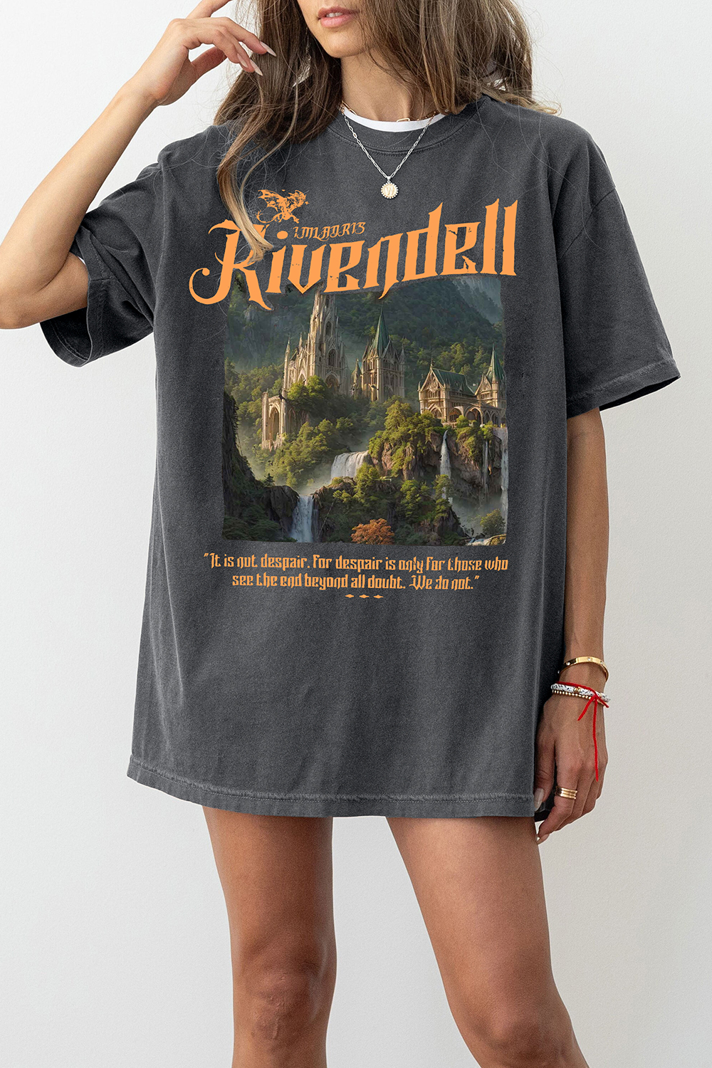 T-Shirt Rivendell Lord Merch, Shirt Rivendell Lord Of The Rings The Shire Distressed For Women