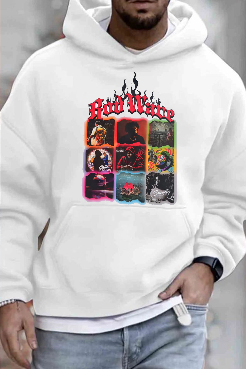 New Rodwave Flame Print Men’S Hoodie