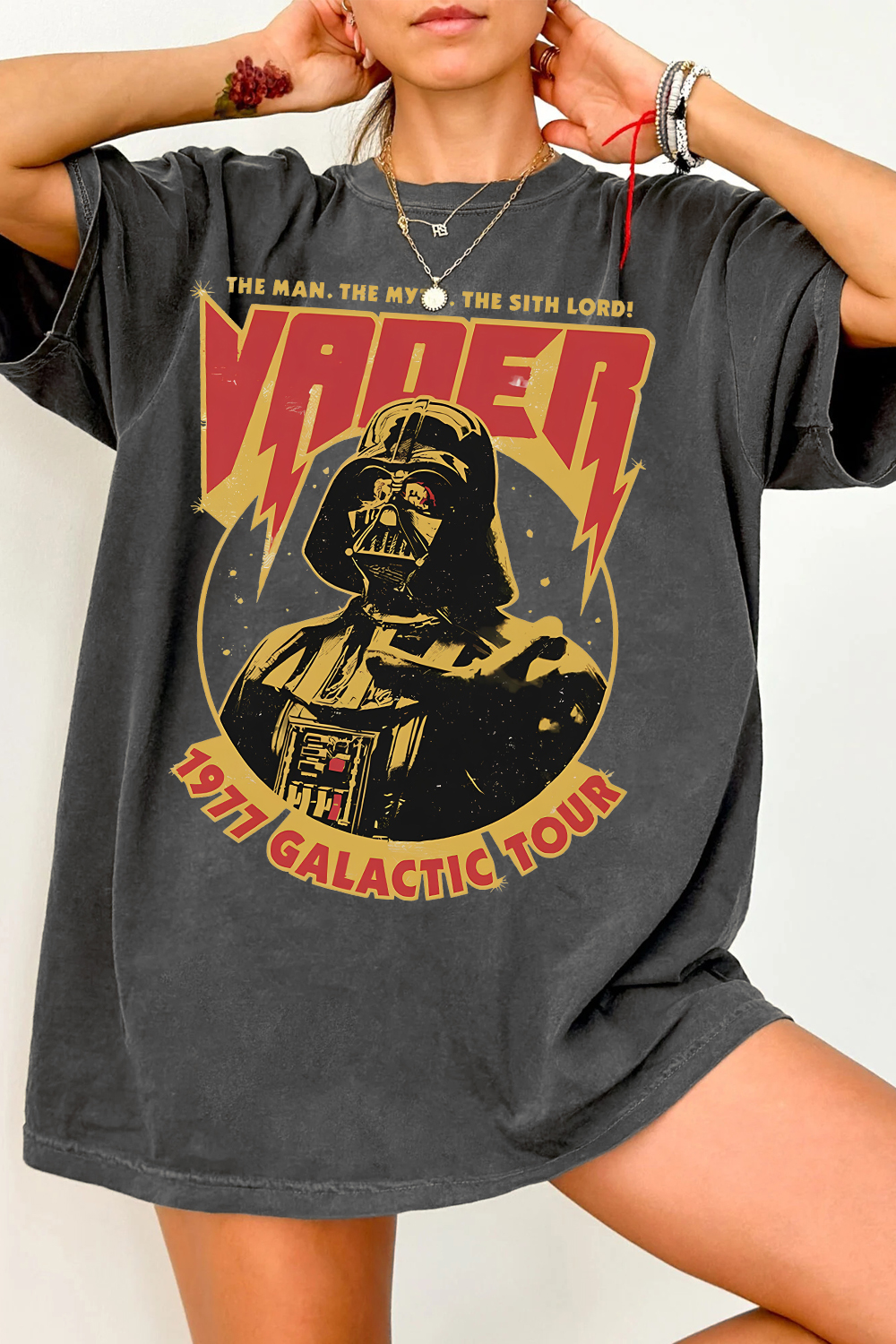 T-Shirt Retro Star Merch, Shirt Retro Star Wars Darth Vader The Man Myth Sith Lord 1977 Galactic Tour For Women
