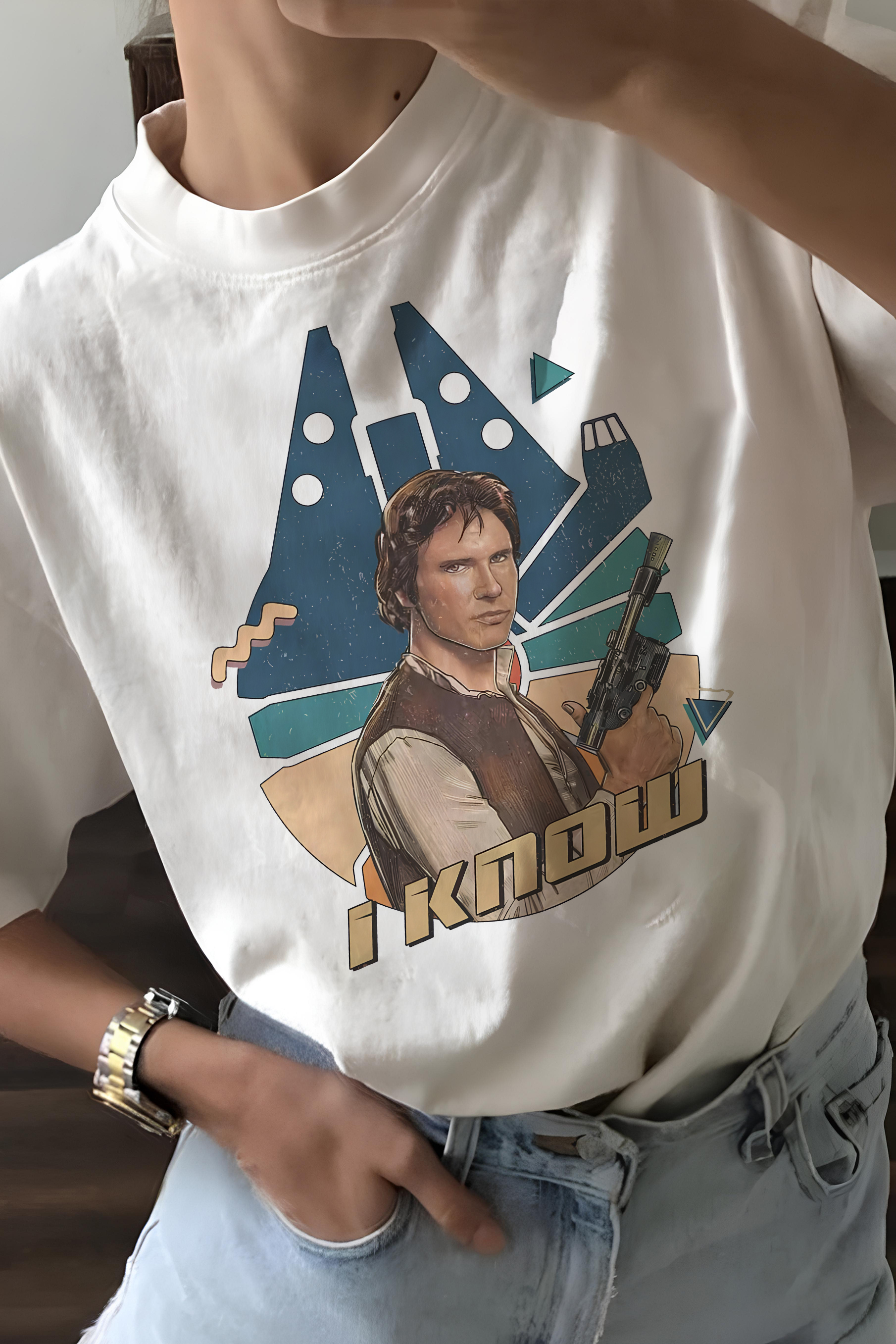 New T-Shirt Princess Leia Merch, Shirt Princess Leia Han Solo Couple I Love You I Know  For Women
