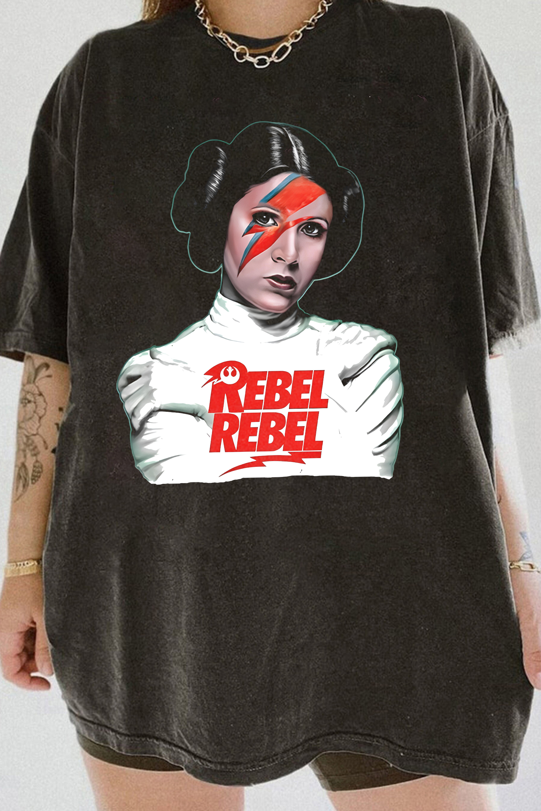 T-Shirt Princess Leia Merch, Shirt Princess Leia Ziggy Stardust Star Wars For Women