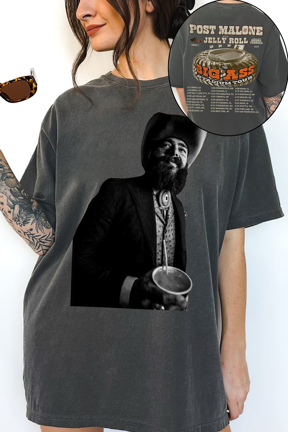T-Shirt Posty 2025 Merch, Shirt Posty 2025 Tour Jelly Roll Merch For Women