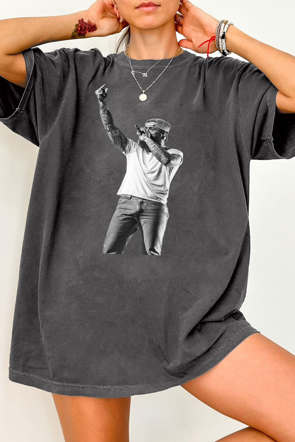 New T-Shirt Post Malone Merch, Shirt Post Malone Tour Middle Finger For Women