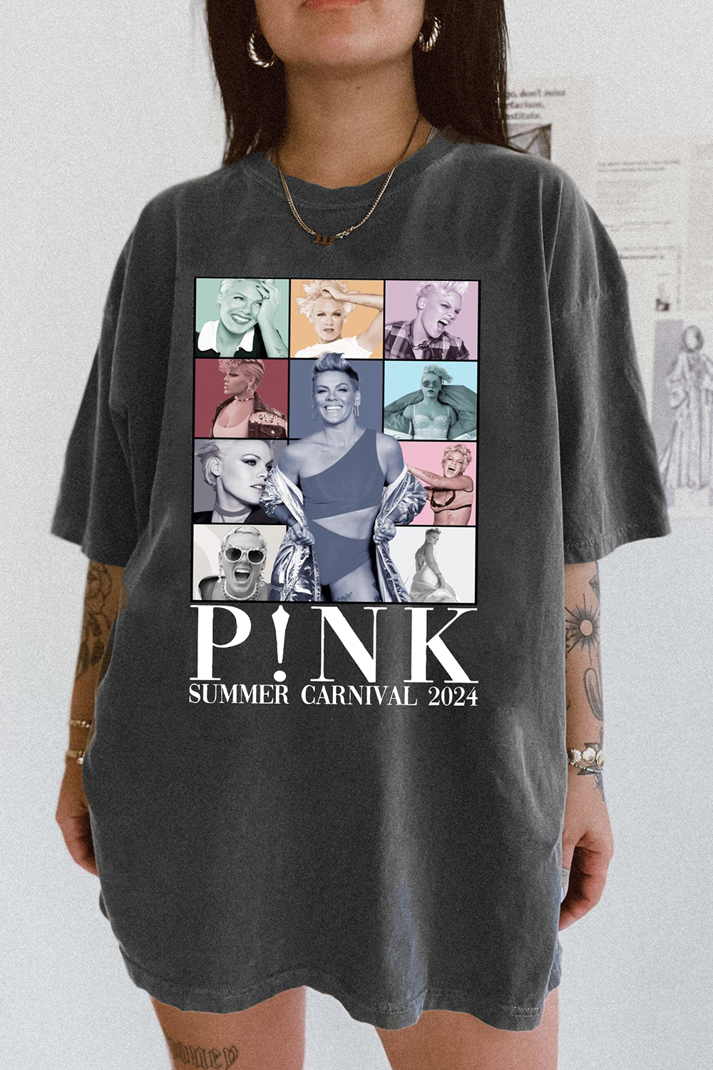 T-Shirt P!Nk Pink Merch, Shirt P!Nk Pink Singer Carnival 2024 Tour For Women