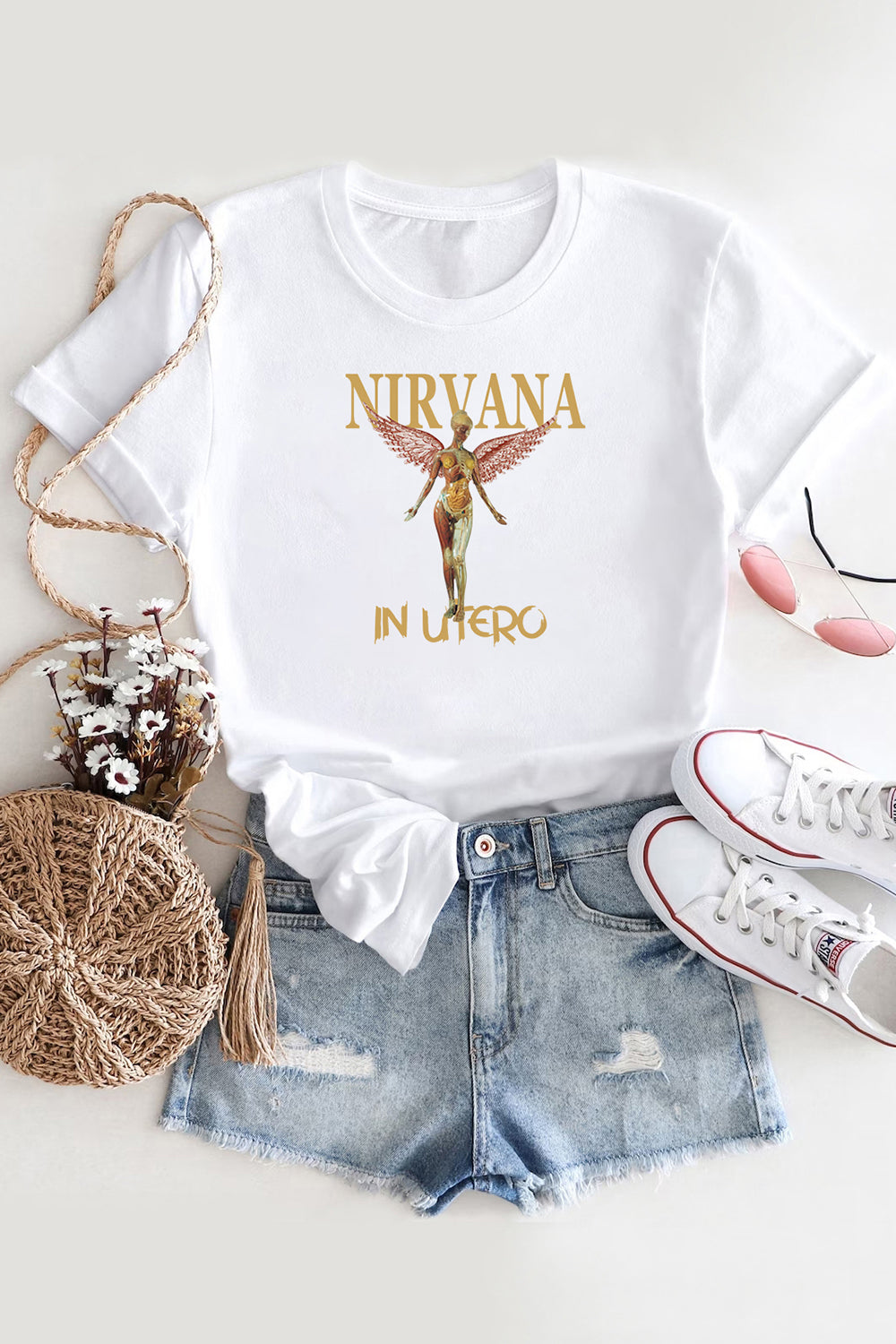New T-Shirt Nirvana In Merch, Shirt Nirvana In Utero For Women