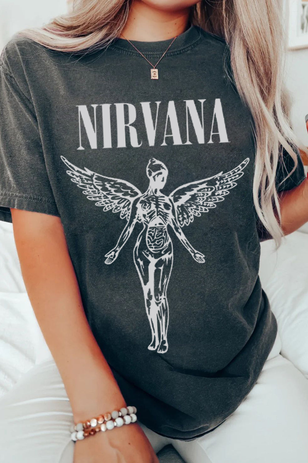 New T-Shirt Nirvana  Merch, Shirt Nirvana Tour Music Rock Festival For Women