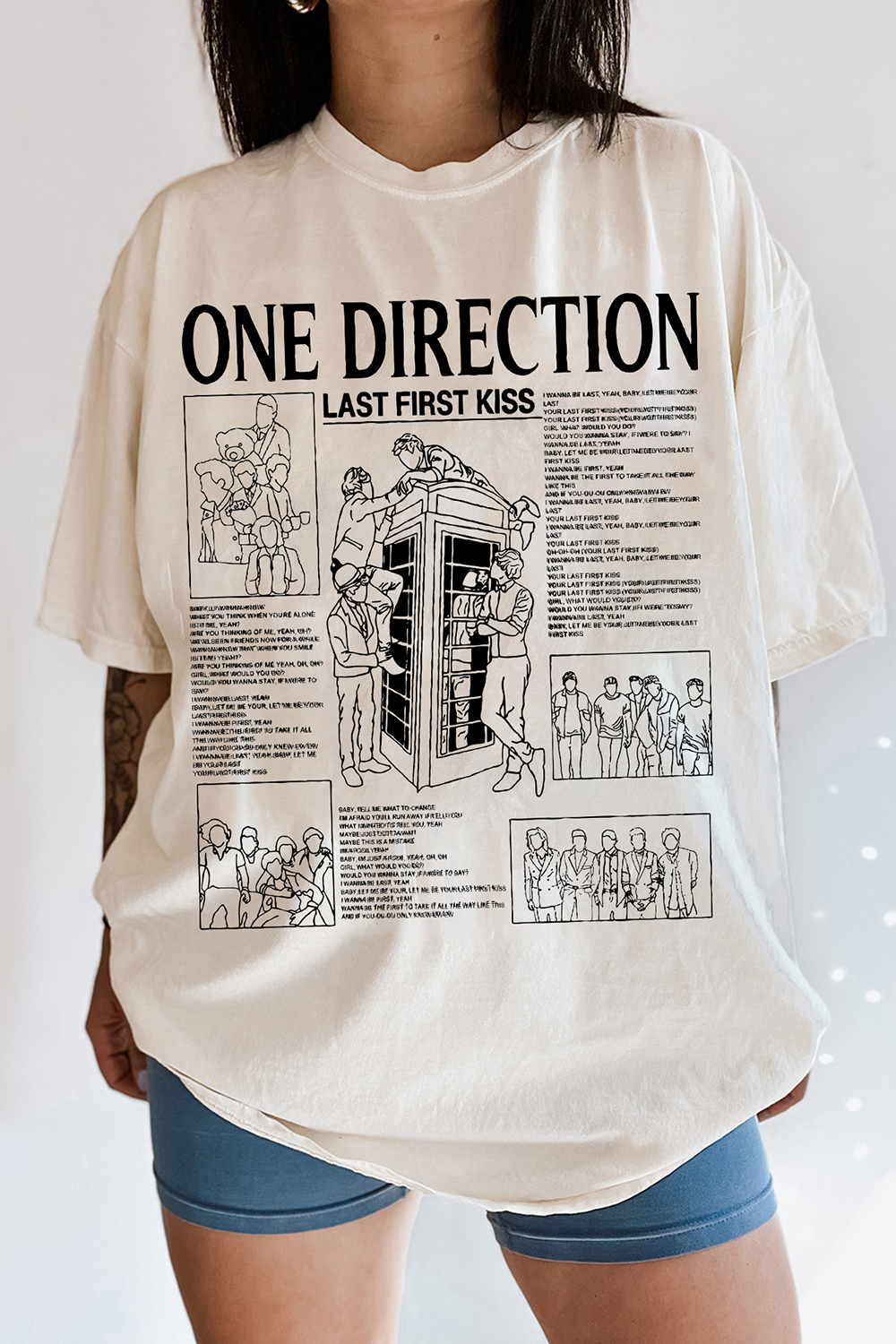 New T-Shirt One Direction Merch, Shirt One Direction 1D Lyric Retro For Women