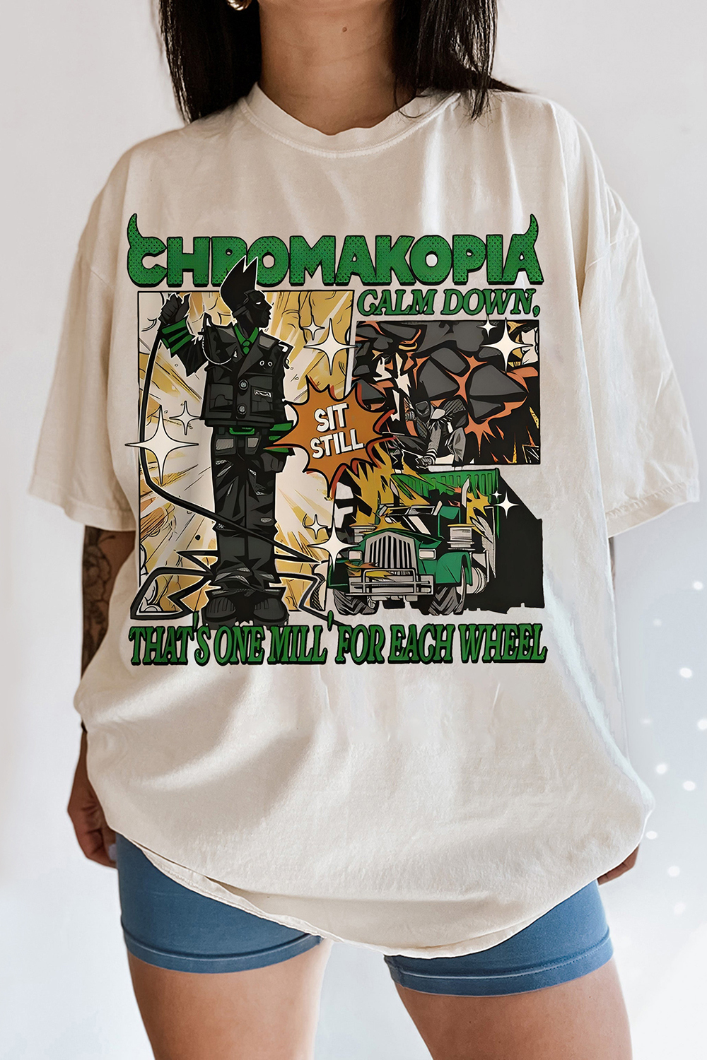 New T-Shirt Nene Miles Merch, Shirt Nene Miles Chromakopia Calm Down Sit Still For Women