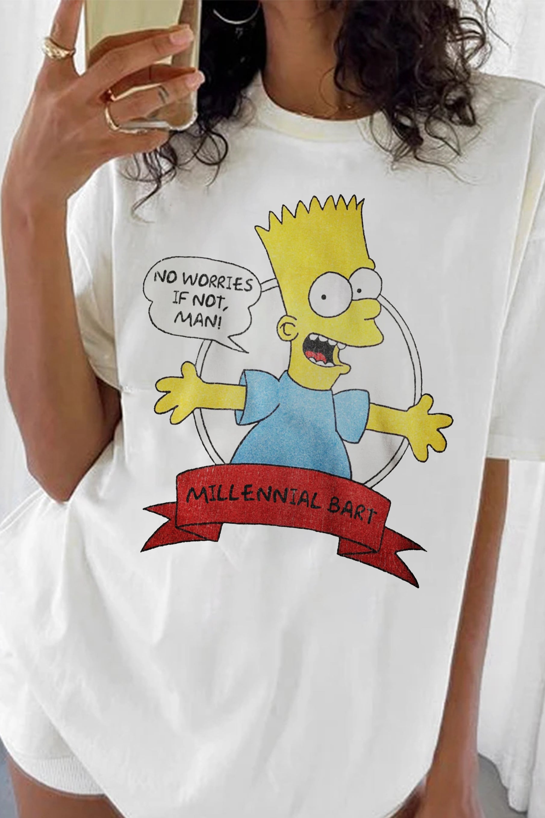 New T-Shirt Millennial Bart Merch, Shirt Millennial Bart Simpson No Worries If Not For Women