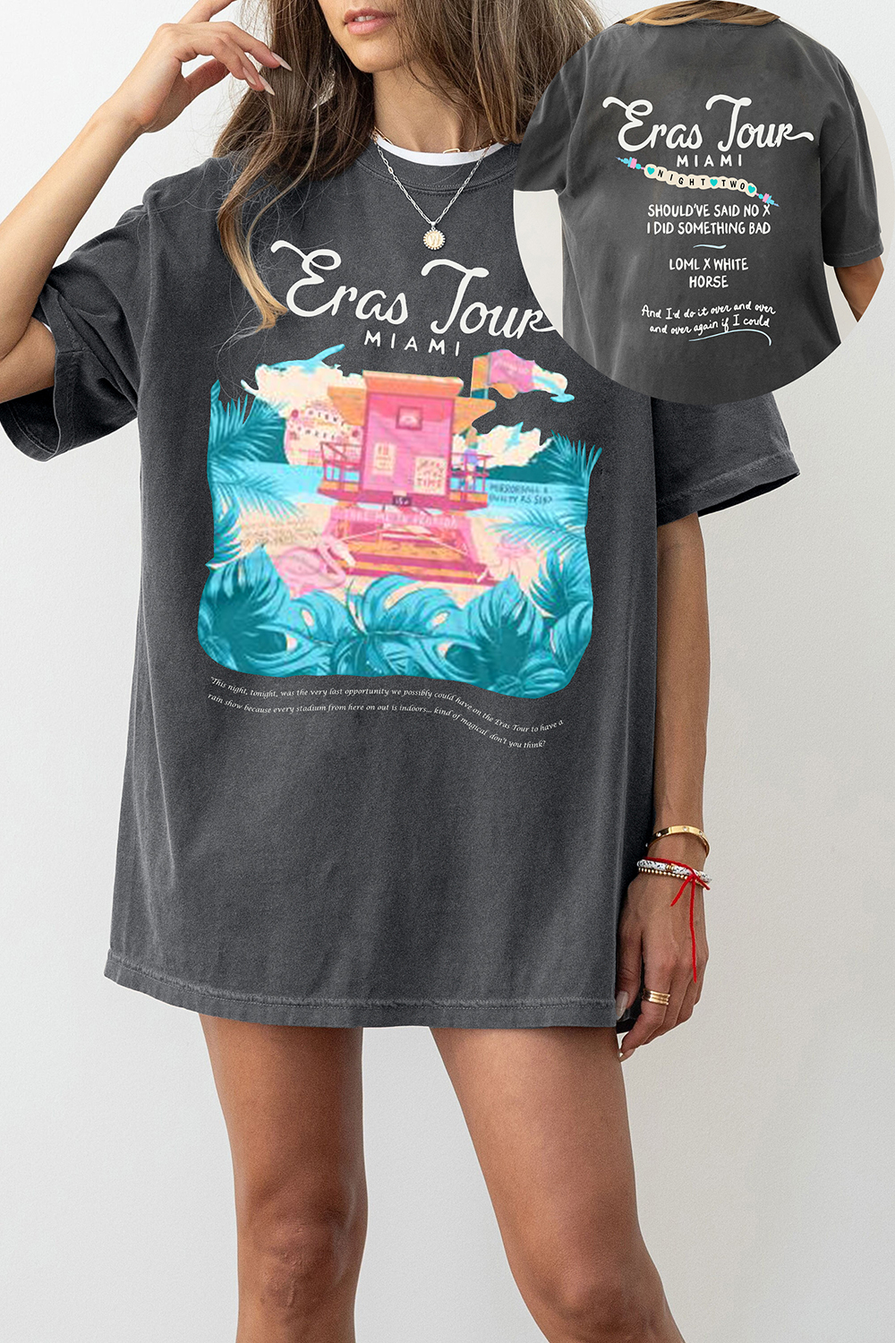 New T-Shirt Miami Eras Merch, Shirt Miami Eras Tour Night Three Lifeguard For Women