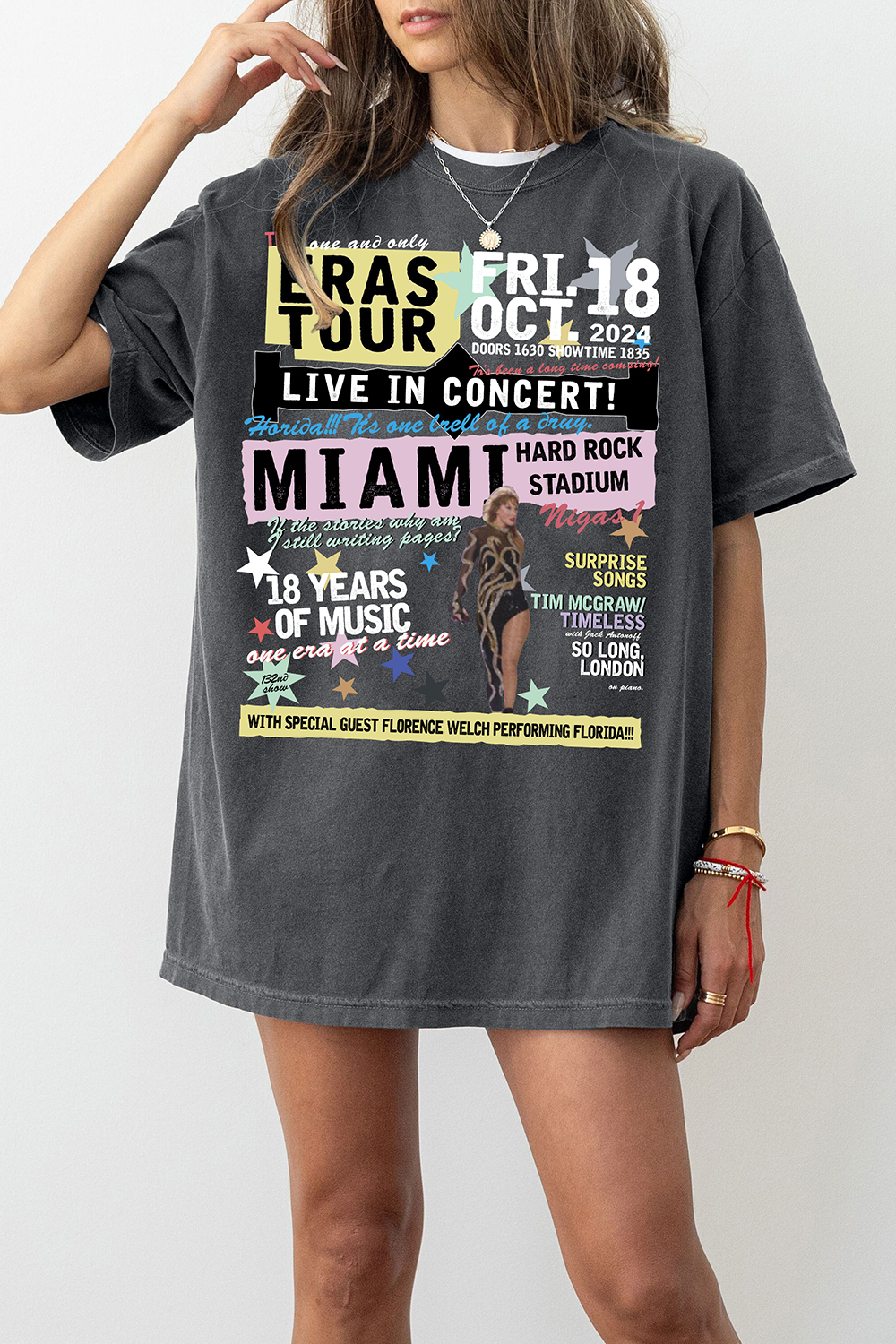 New T-Shirt Miami Eras Merch, Shirt Miami Eras Hard Rock Night 1 For Women