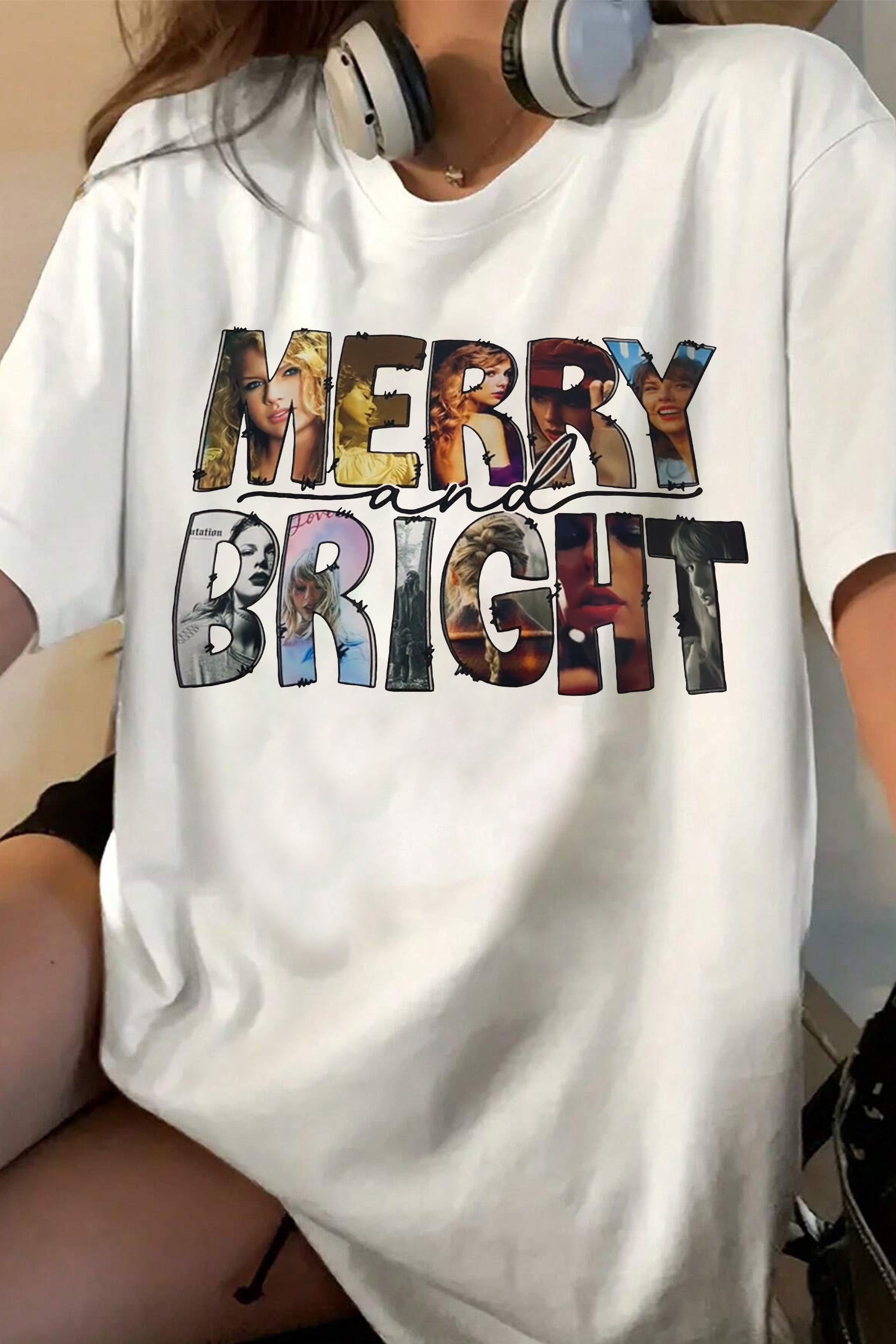 New T-Shirt Merry Bright Merch, Shirt Merry Bright Ttpd For Women