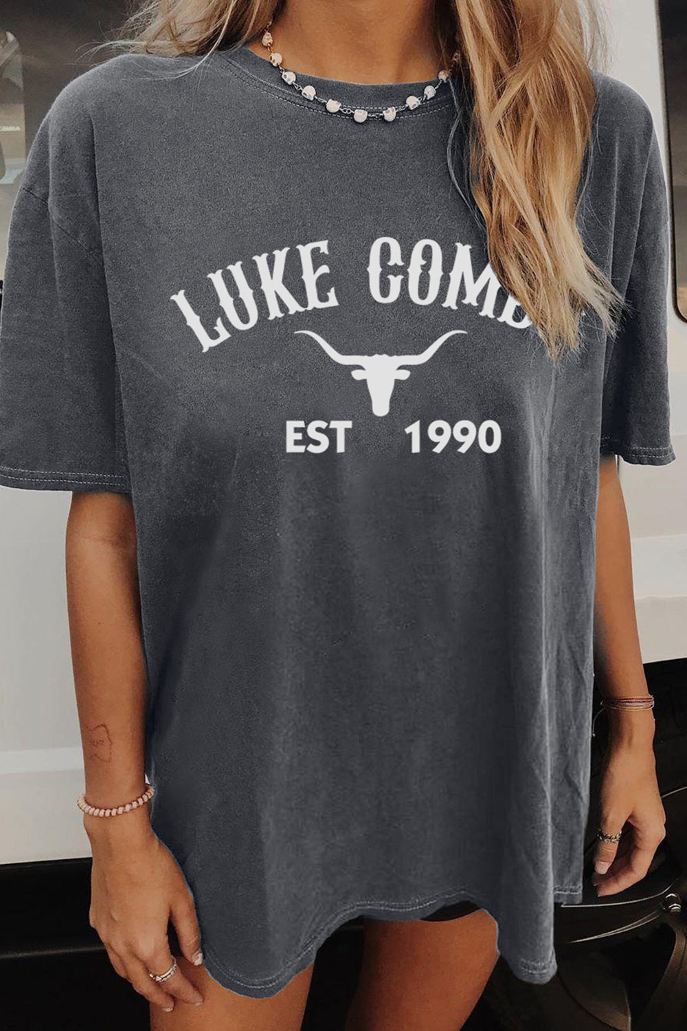 New T-Shirt Luke Combs Merch, Shirt Luke Combs Bullskull For Women