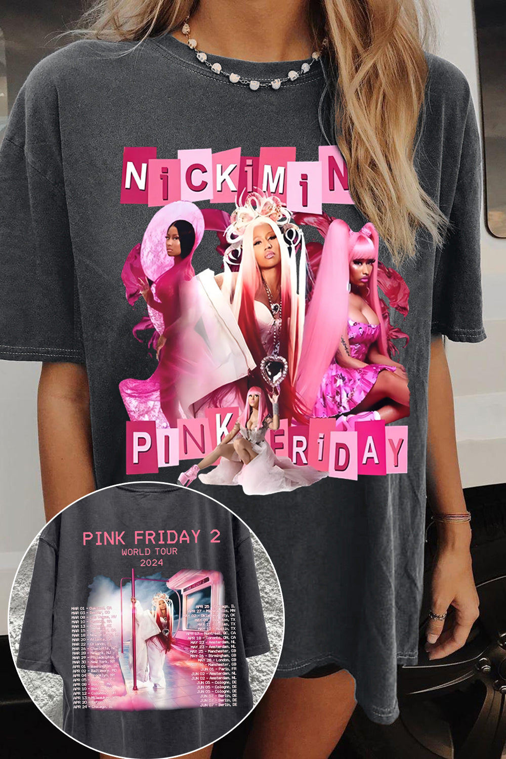 New T-Shirt Limited Nicki Merch, Shirt Limited Nicki Minaj Pink Friday 2 Tour Vintage For Women