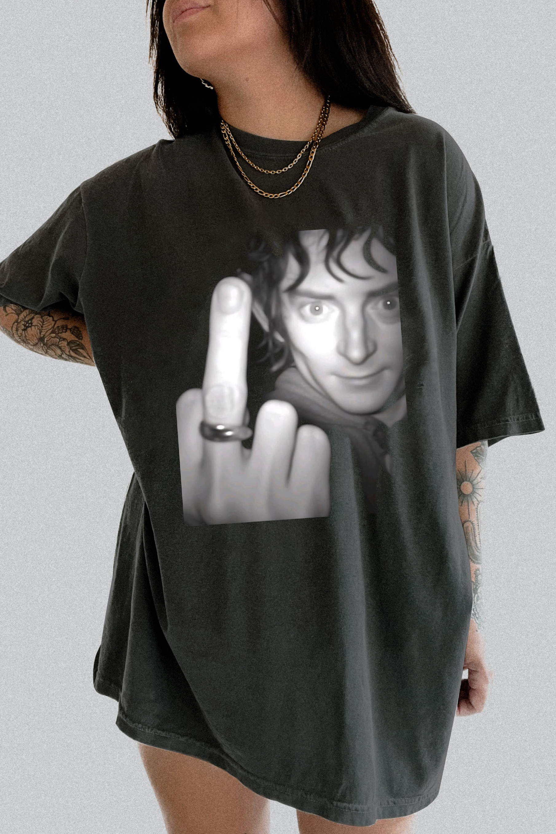 New T-Shirt Lord Of Merch, Shirt Lord Of The Ring Showing Middle Finger Funny For Women