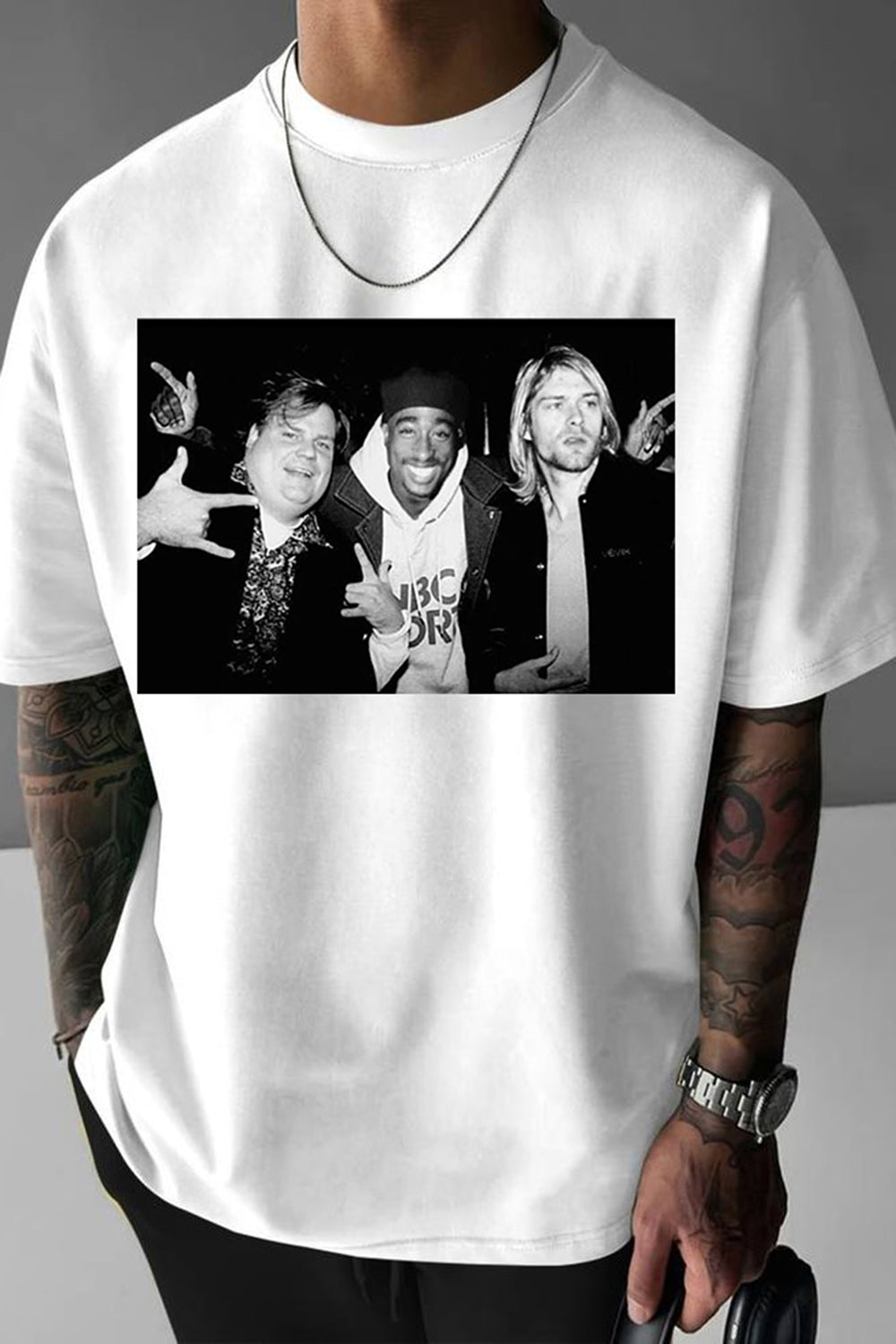 New T-Shirt Legend Chris Merch, Shirt Legend Chris Farley 2Pac Shakur And Kurt Cobain For Men
