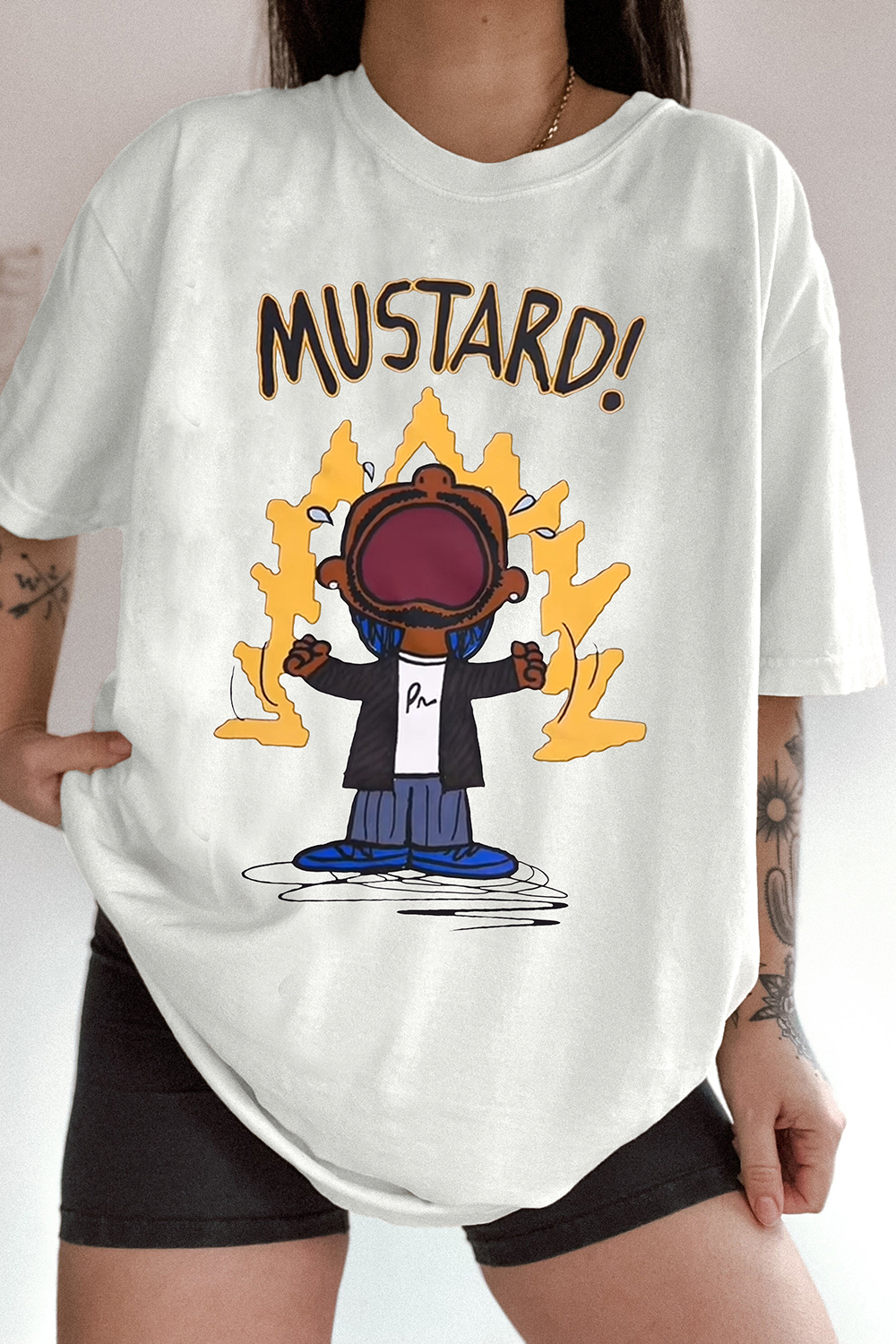 New T-Shirt Kendrick Lamar Merch, Shirt Kendrick Lamar Mustard Fire Meme Gnx Album For Women