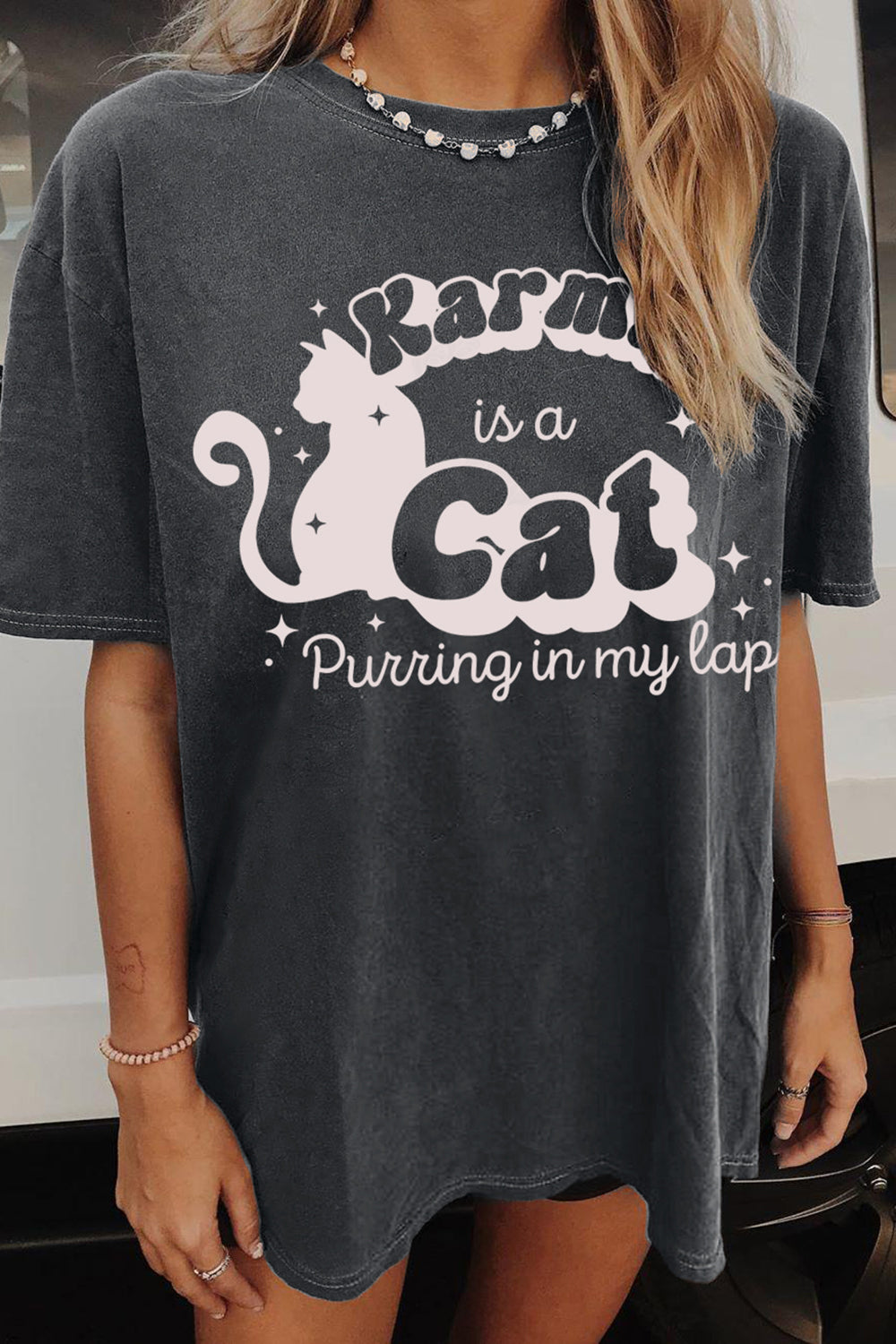 New T-Shirt Karma Is Merch, Shirt Karma Is A Cat Swift For Women