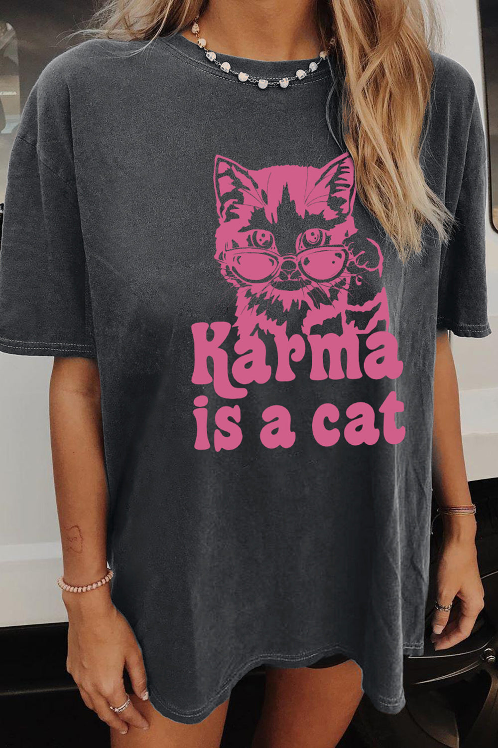 New T-Shirt Karma Is Merch, Shirt Karma Is A Cat For Women
