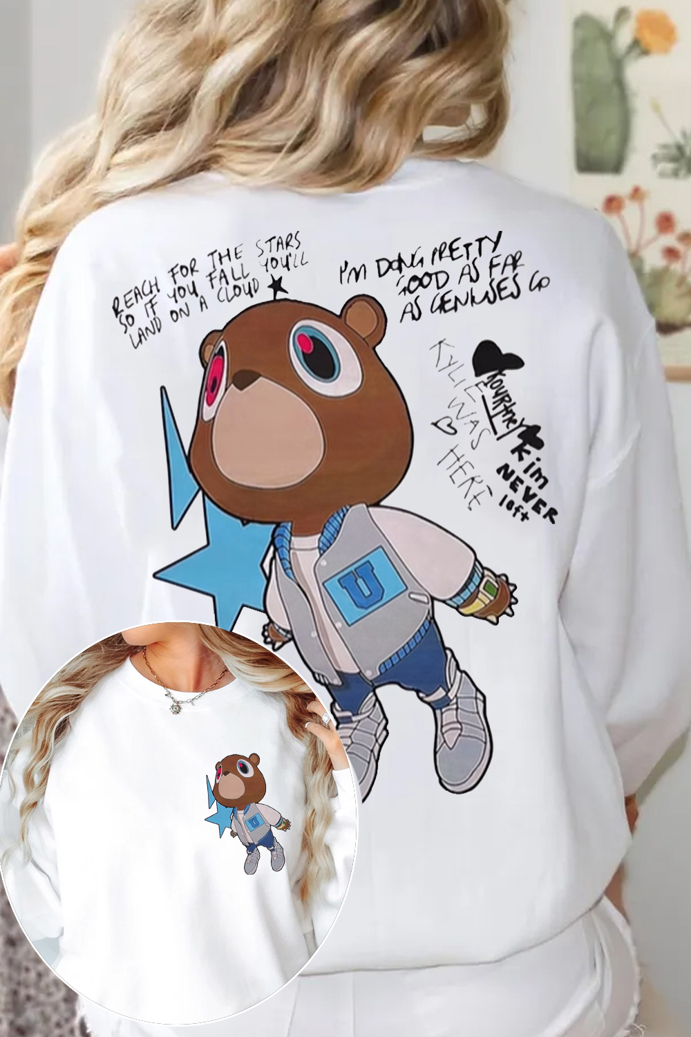 New Kanye West Graduation Bear Double-Sided Printed Sweatshirt