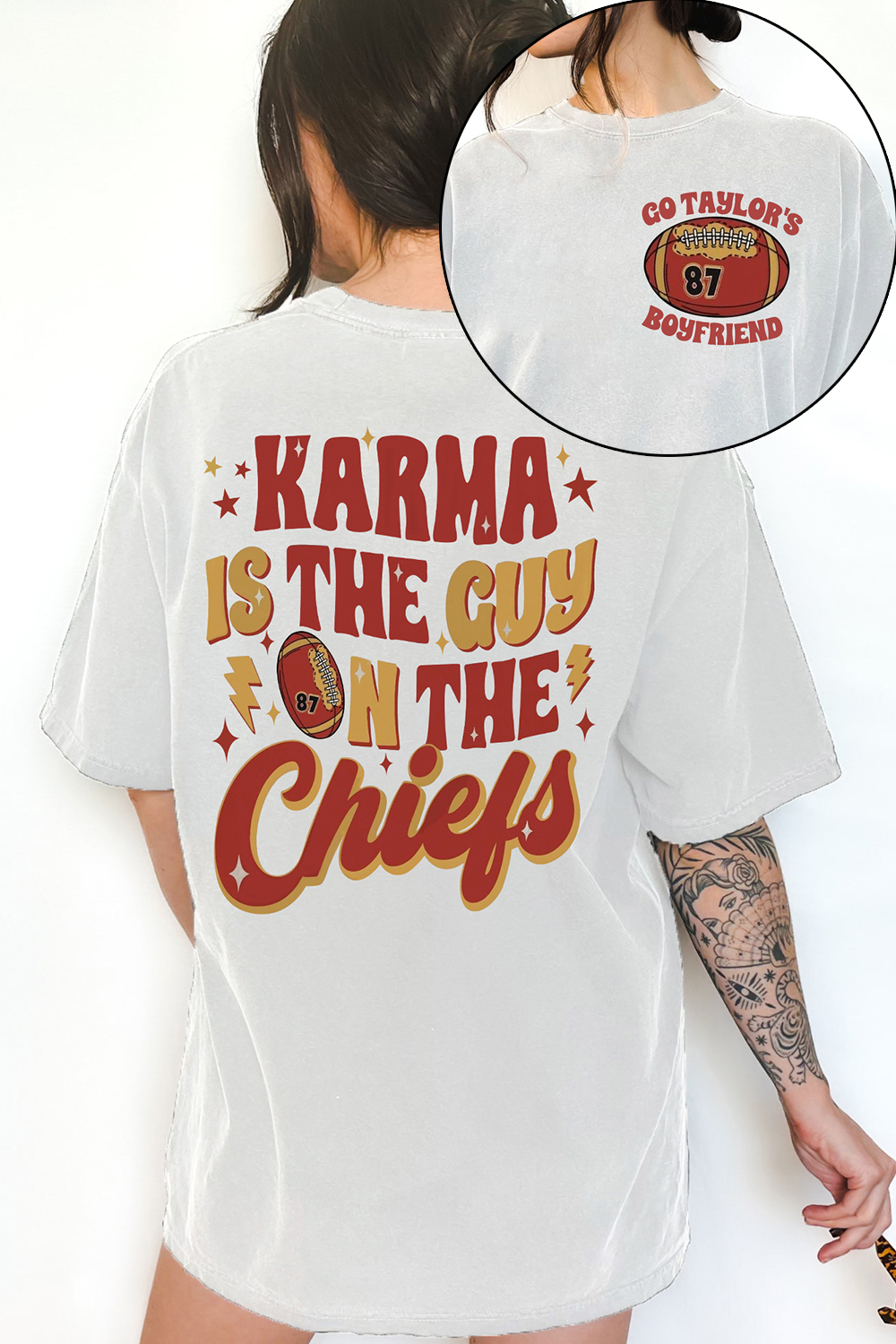New T-Shirt Karma Is Merch, Shirt Karma Is The Guy On The Chiefs Go Taylor’S Boyfriend For Women