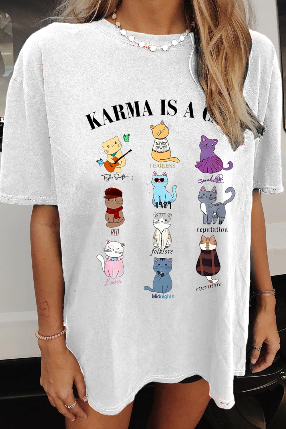 New T-Shirt Karma Is Merch, Shirt Karma Is A Cat Eras For Women