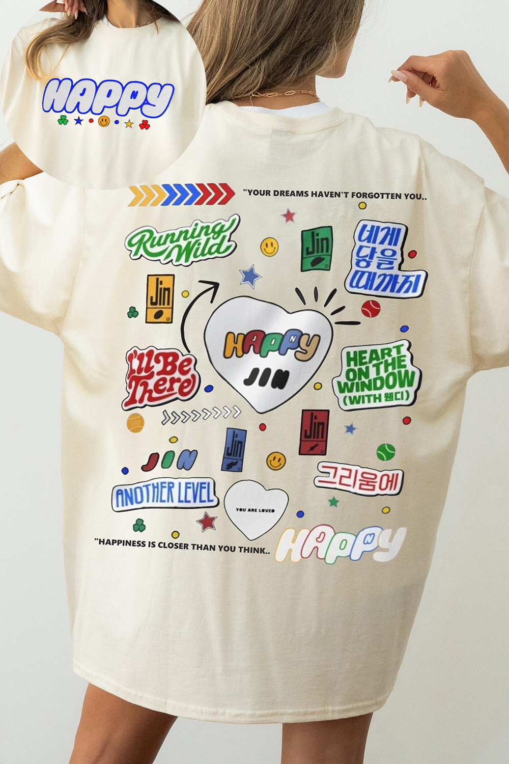 New T-Shirt Jin Happy Merch, Shirt Jin Happy Album For Women