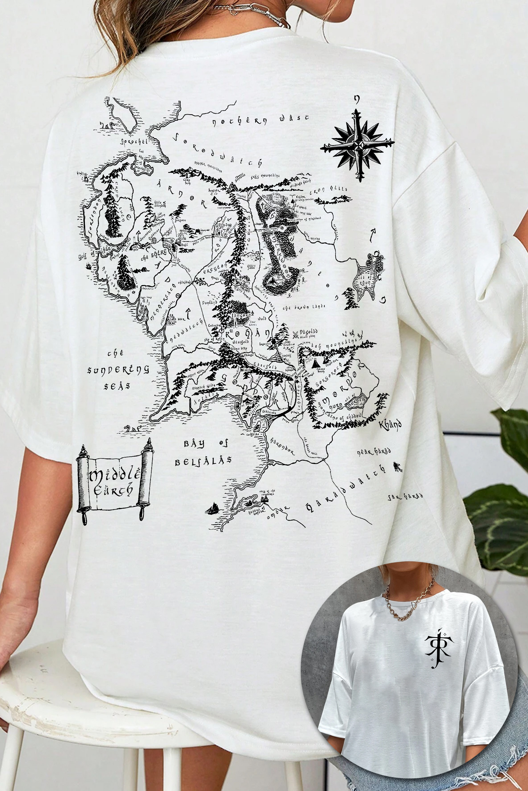 New T-Shirt Jrr Tolkien Merch, Shirt Jrr Tolkien Lotr Middle Earth Map For Women