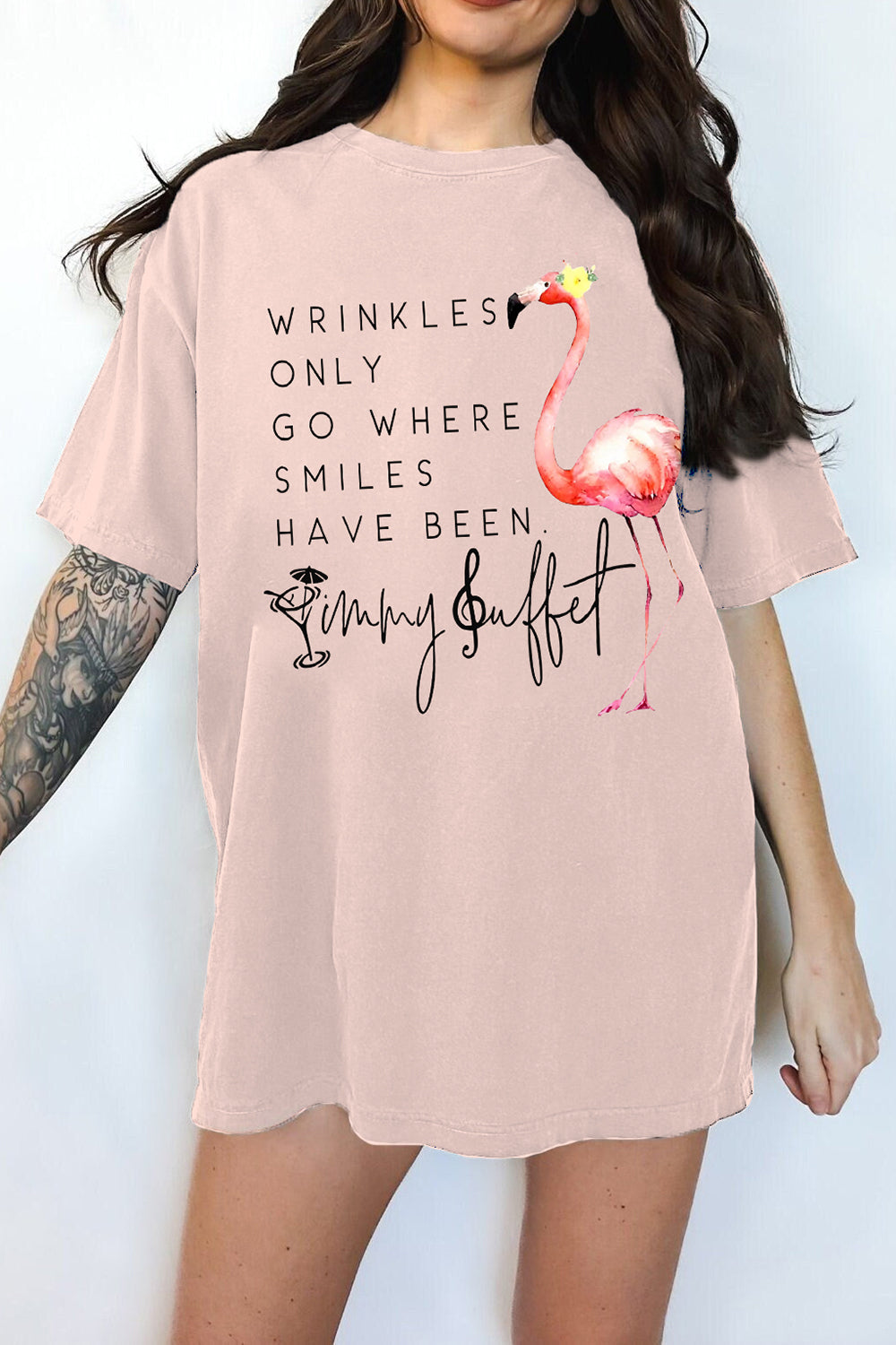 New T-Shirt Jimmy Buffett Merch, Shirt Jimmy Buffett Wrinkles Only Go Where Smiles Have Been For Women