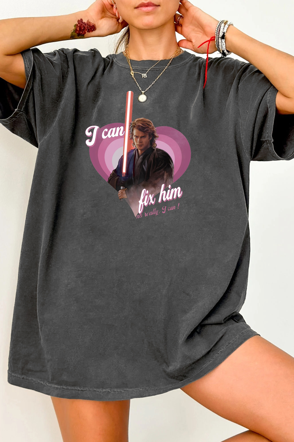 T-Shirt I Can Merch, Shirt I Can Fix Him (No Really I Can) Anakin Wars Star Fan For Women