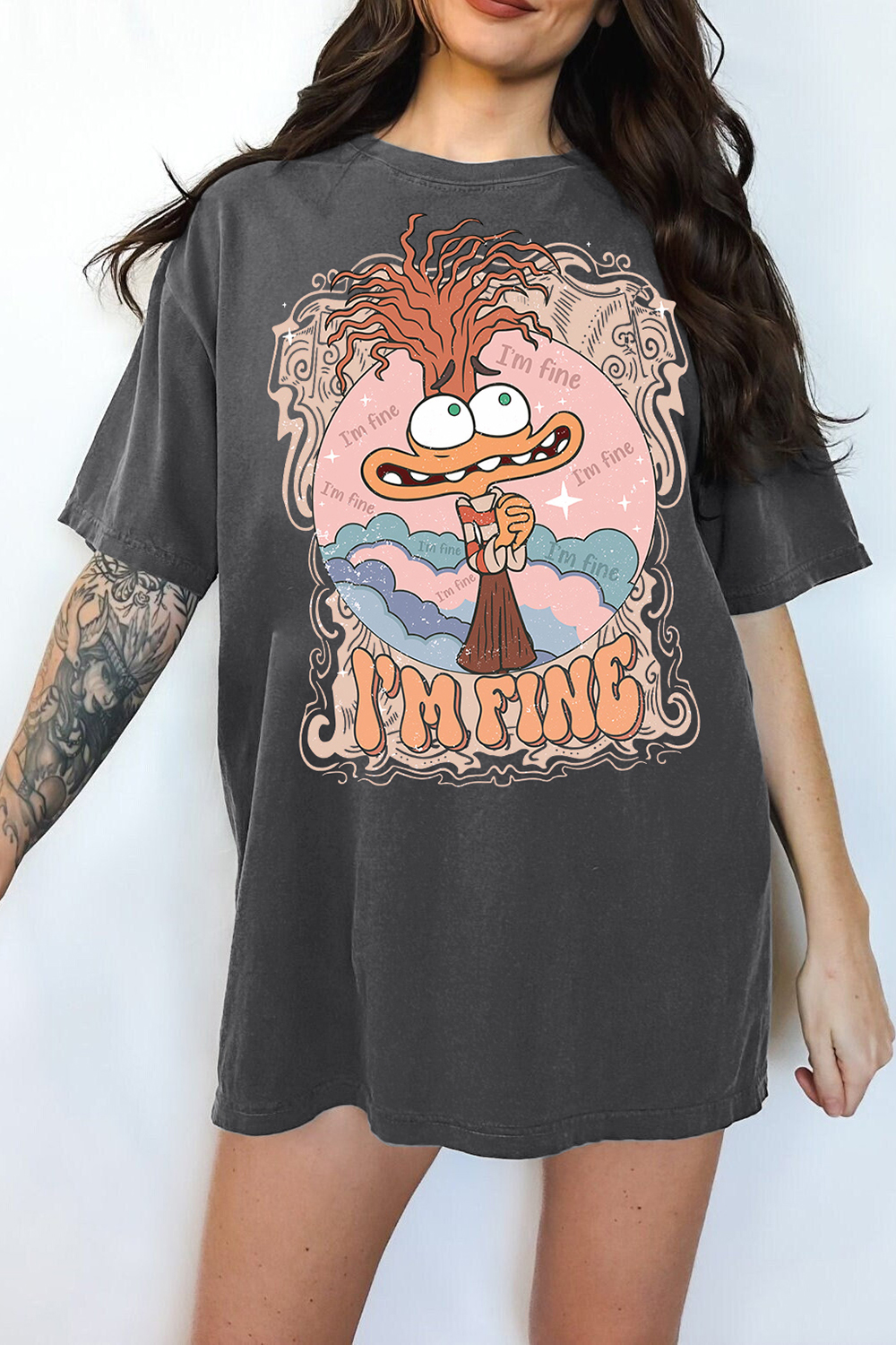 T-Shirt I'M Fine Merch, Shirt I'M Fine Anxiety Inside Out For Women