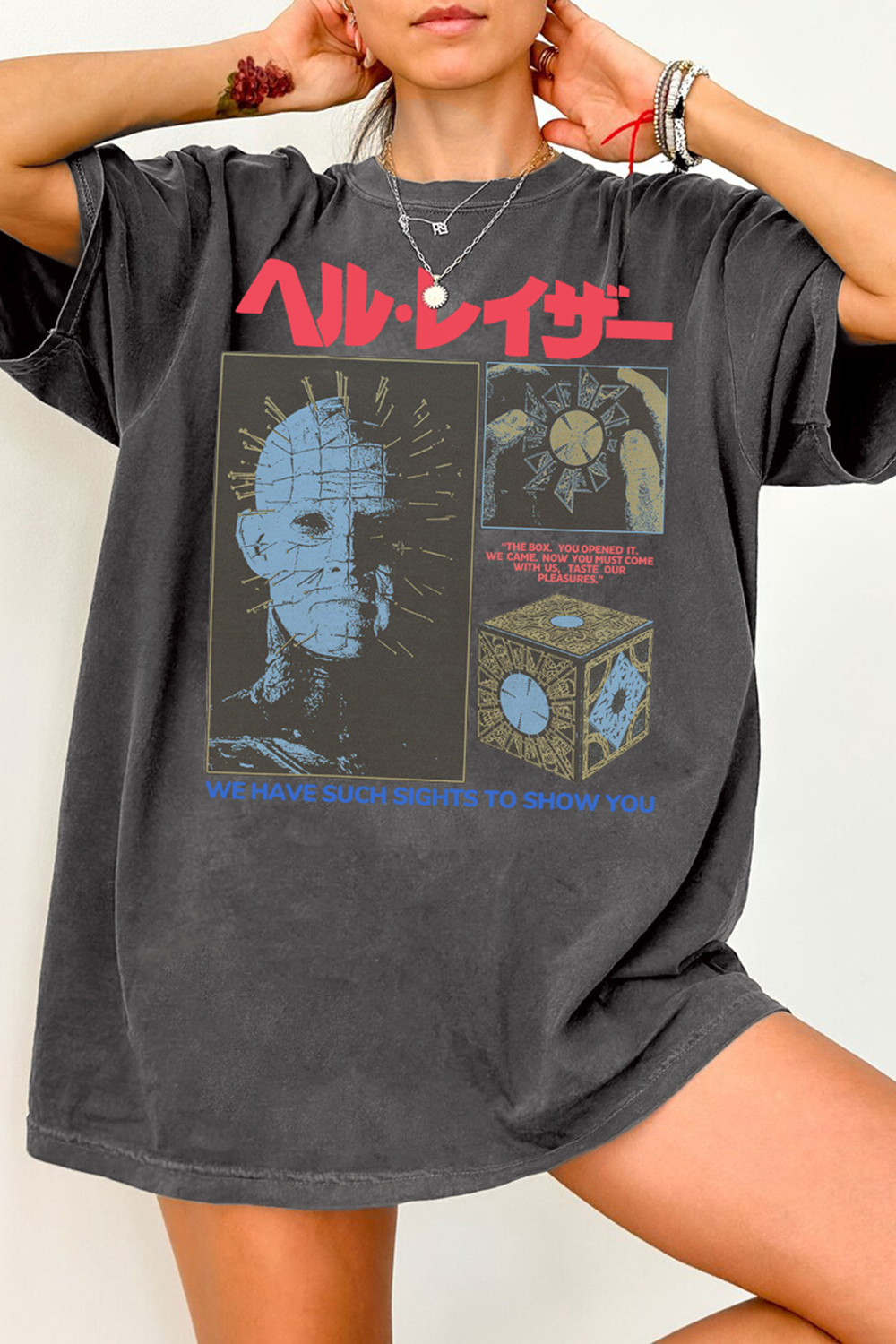 T-Shirt Hellraiser Pinhead Merch, Shirt Hellraiser Pinhead Retro Horror Movie Graphic For Women