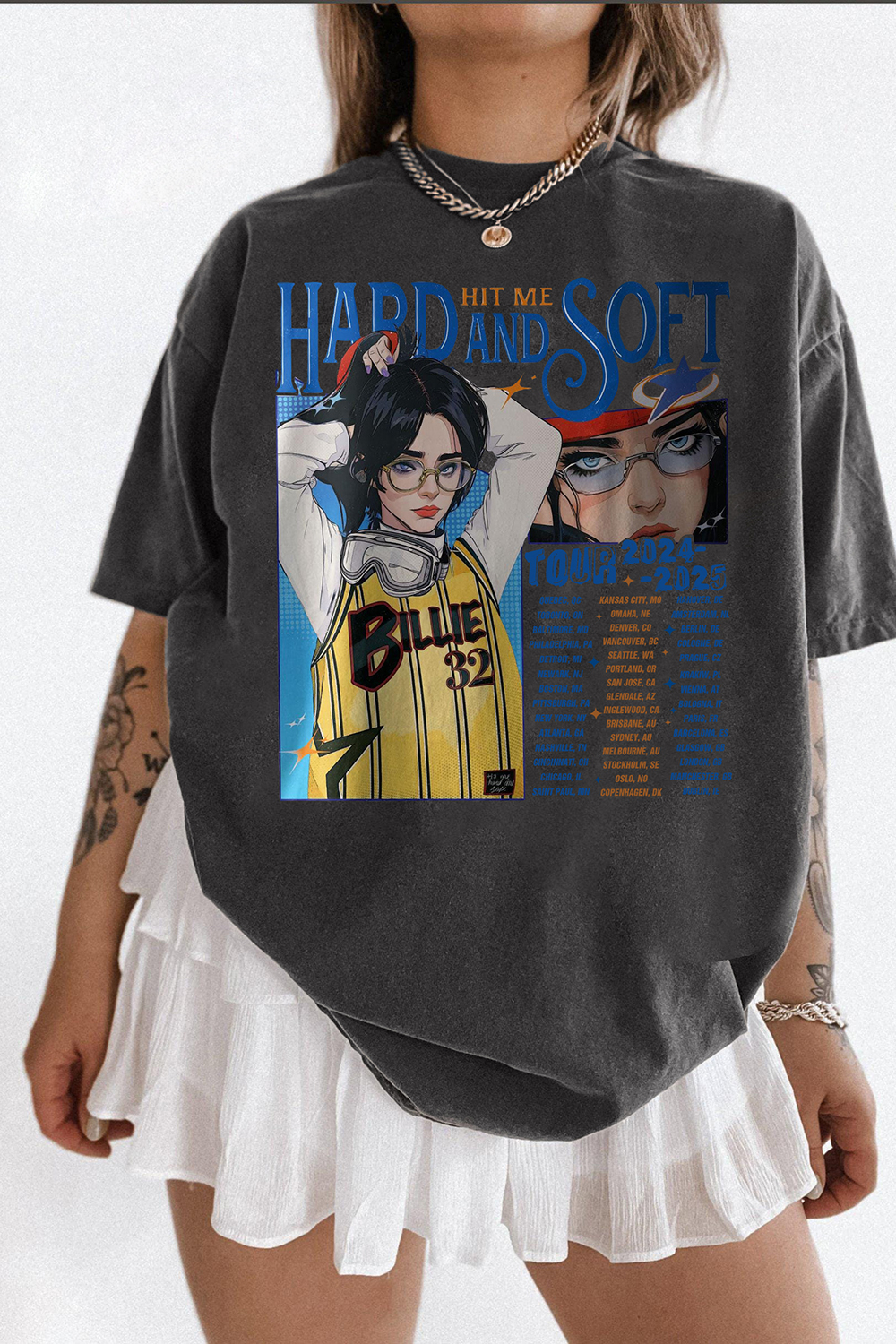 T-Shirt Hit Me Merch, Shirt Hit Me Hard And Soft 2024 Cartoon Graphic For Women