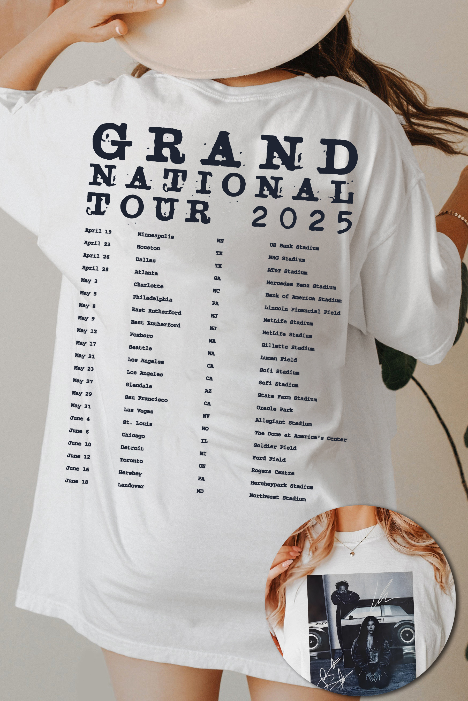 New T-Shirt Grand National Merch, Shirt Grand National Tour Kendrick&Sza For Women