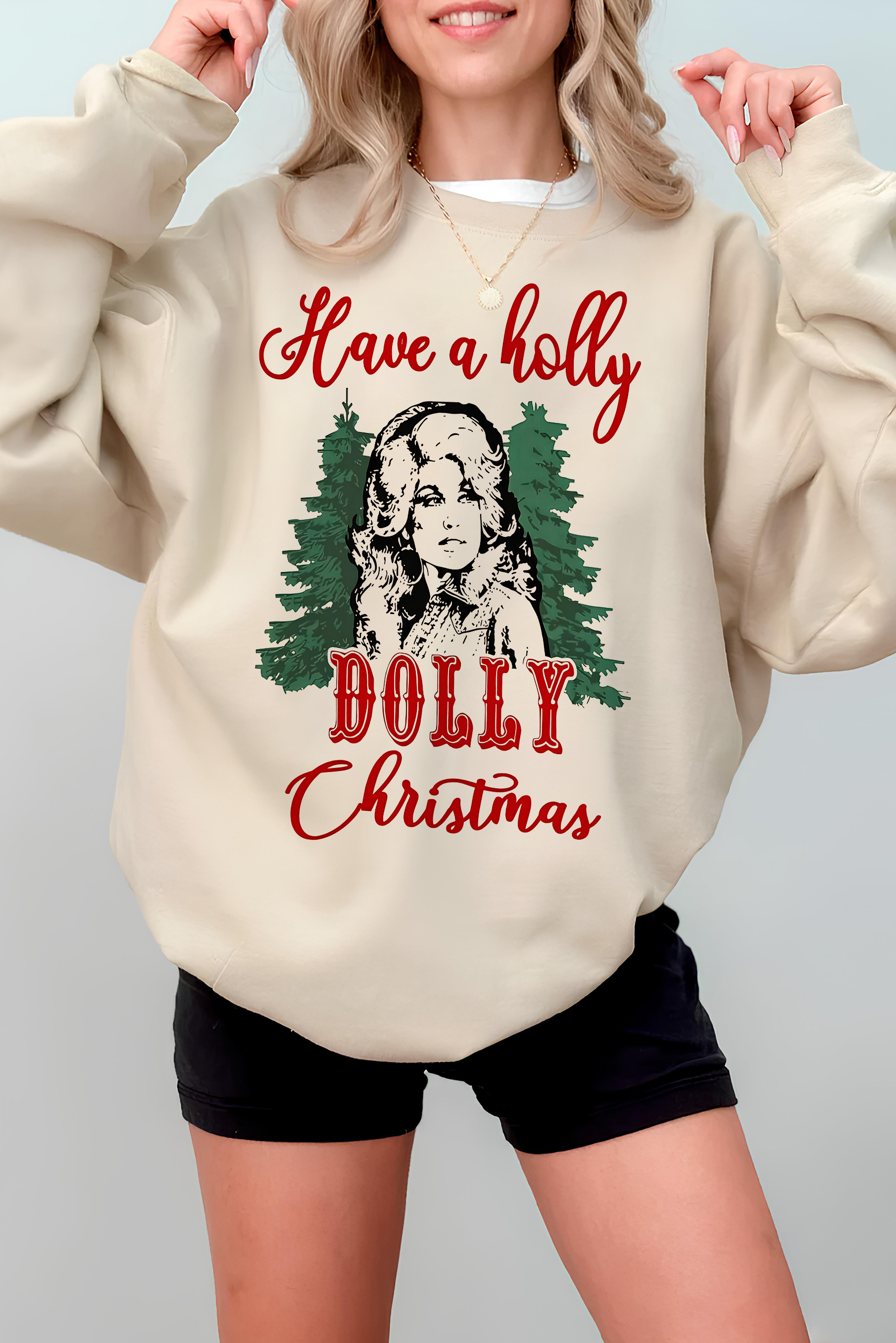 New Have A Holly Dolly Christmas Fleece Sweatshirt For Women