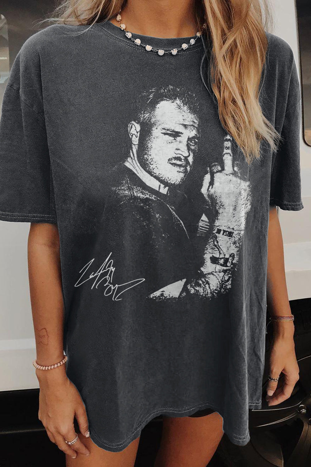 New T-Shirt Funny Middle Merch, Shirt Funny Middle Finger From Zach Bryan For Women