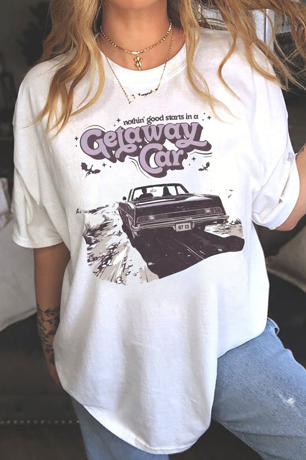 New T-Shirt Getaway Car Merch, Shirt Getaway Car With Kelce For Women