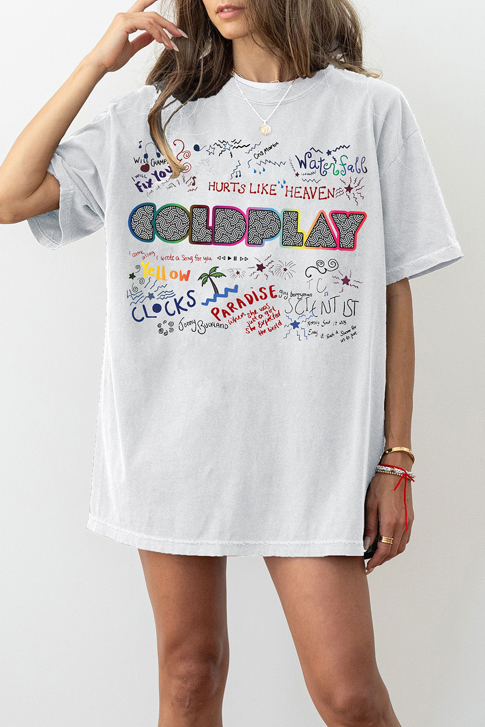 T-Shirt Goldplay Rock Merch, Shirt Goldplay Rock Band The Spheres For Women