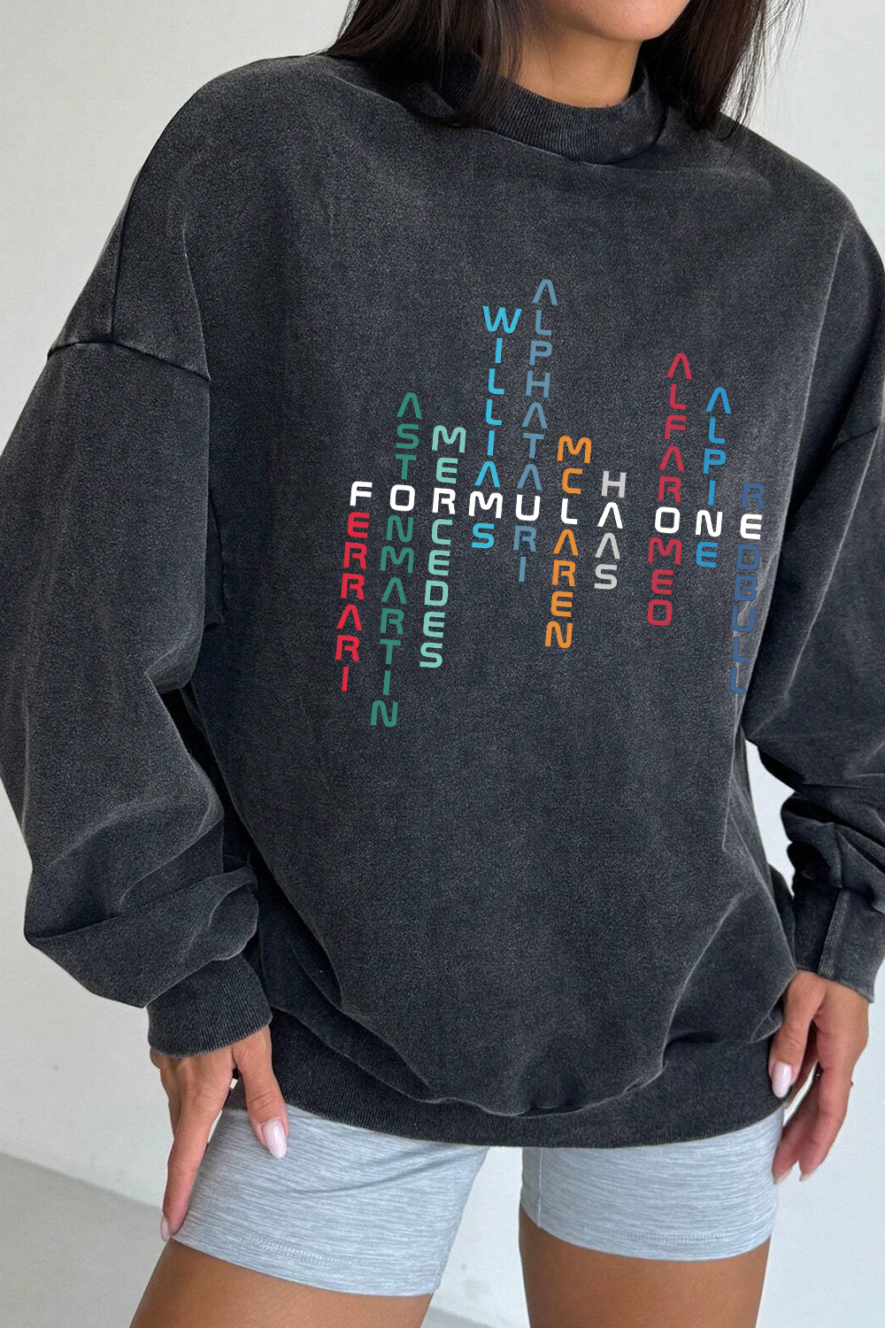 New Formula 1 Washed Cotton Crew Neck Sweatshirt