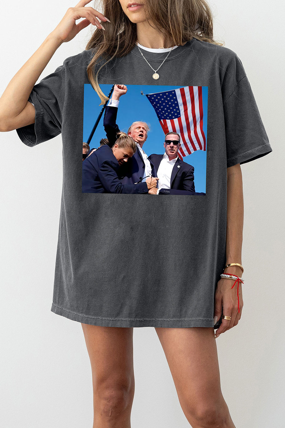 T-Shirt Donald Trump Merch, Shirt Donald Trump Rally God Bless America For Women