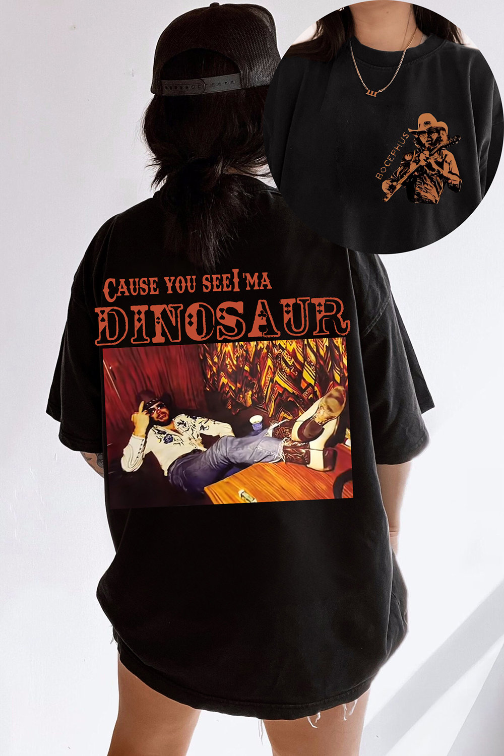 New T-Shirt Dinosaur Hank Merch, Shirt Dinosaur Hank Williams Jr. Bocephus Western For Women