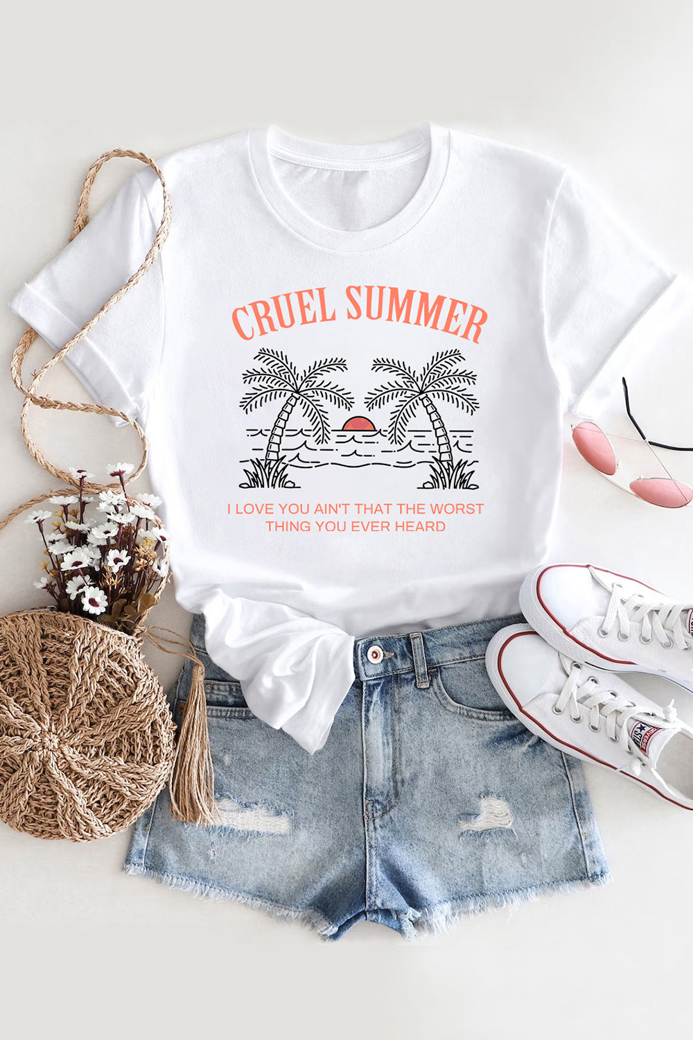 New T-Shirt Cruel Summer Merch, Shirt Cruel Summer White For Women