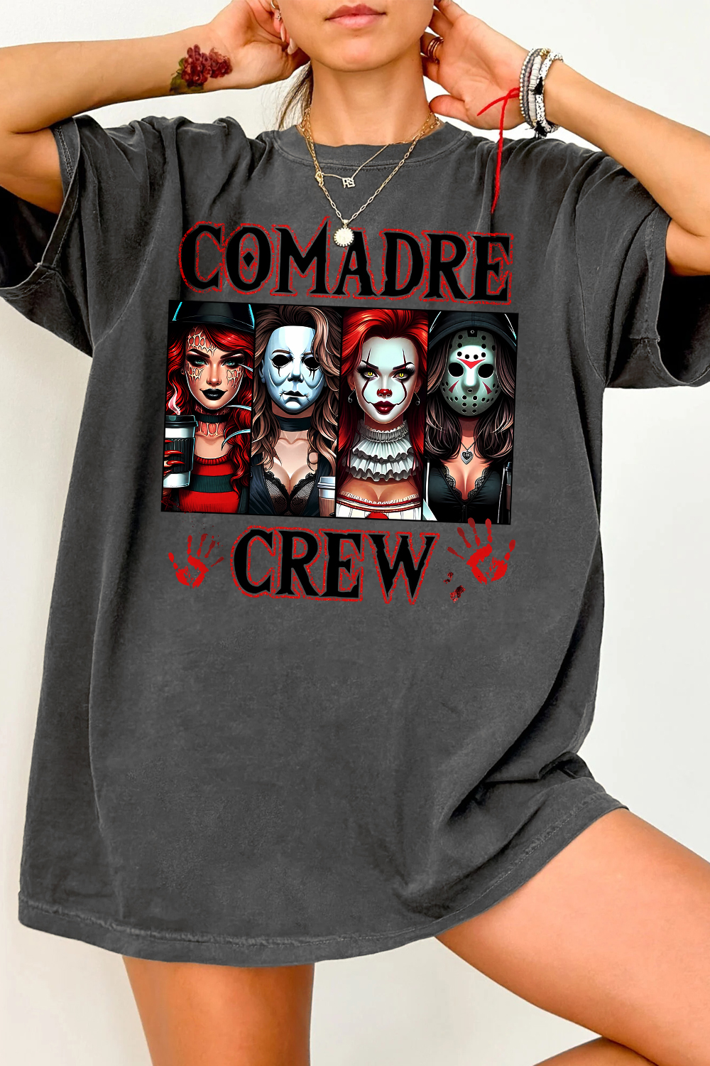 New T-Shirt Comadre Crew Merch, Shirt Comadre Crew Horror Girl For Women