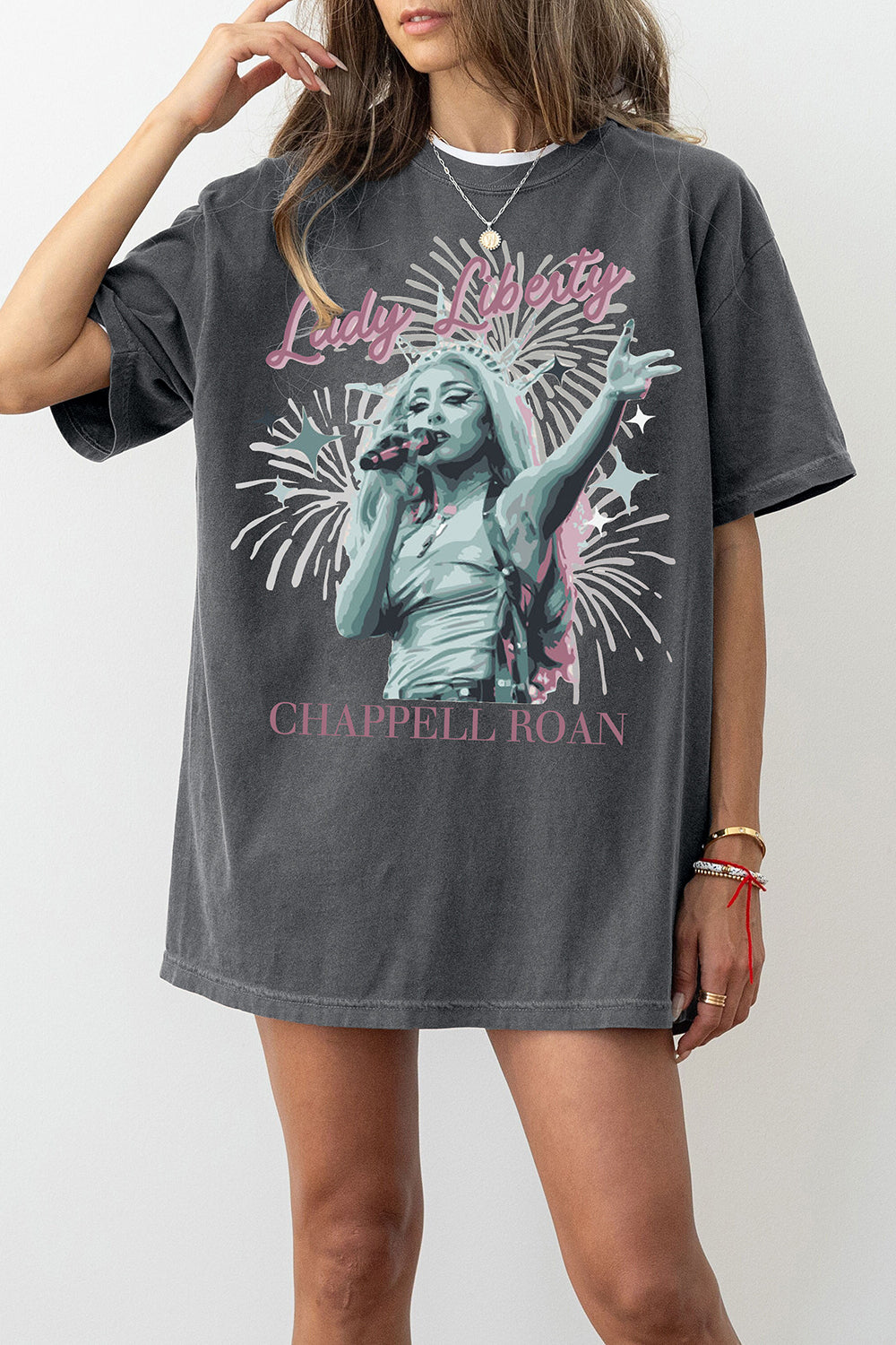 New T-Shirt Chappell Roan Merch, Shirt Chappell Roan Gov Ball Lady Liberty Midwest Princess Tour For Women